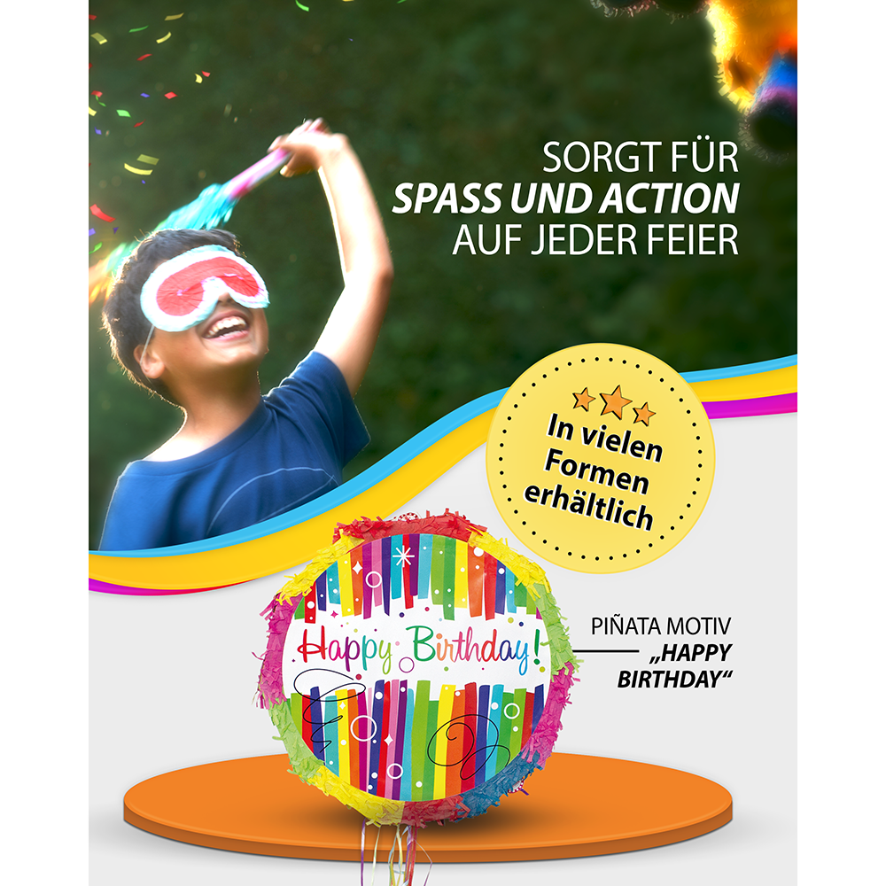 Pinata Happy Birthday Bunt Kinder Geburtstag Schlag-Pinata 5