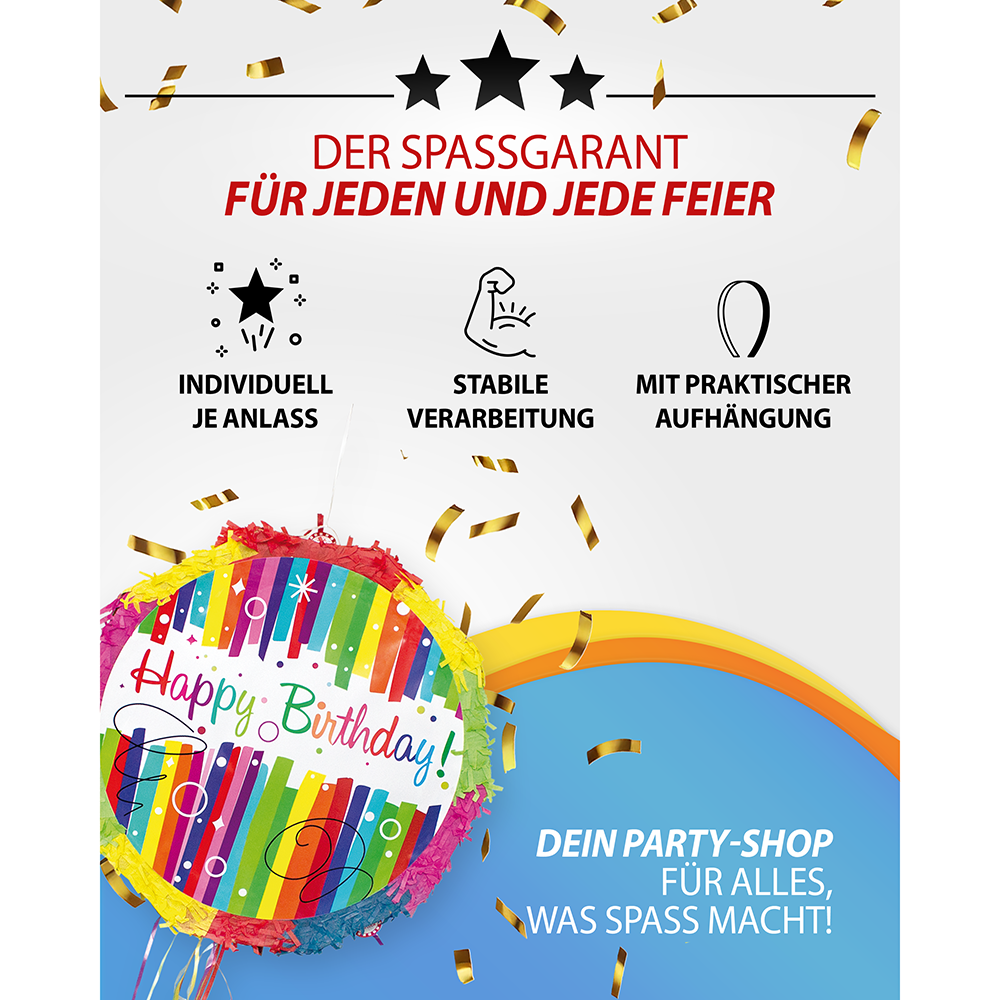 Pinata Happy Birthday Bunt Kinder Geburtstag Schlag-Pinata 4