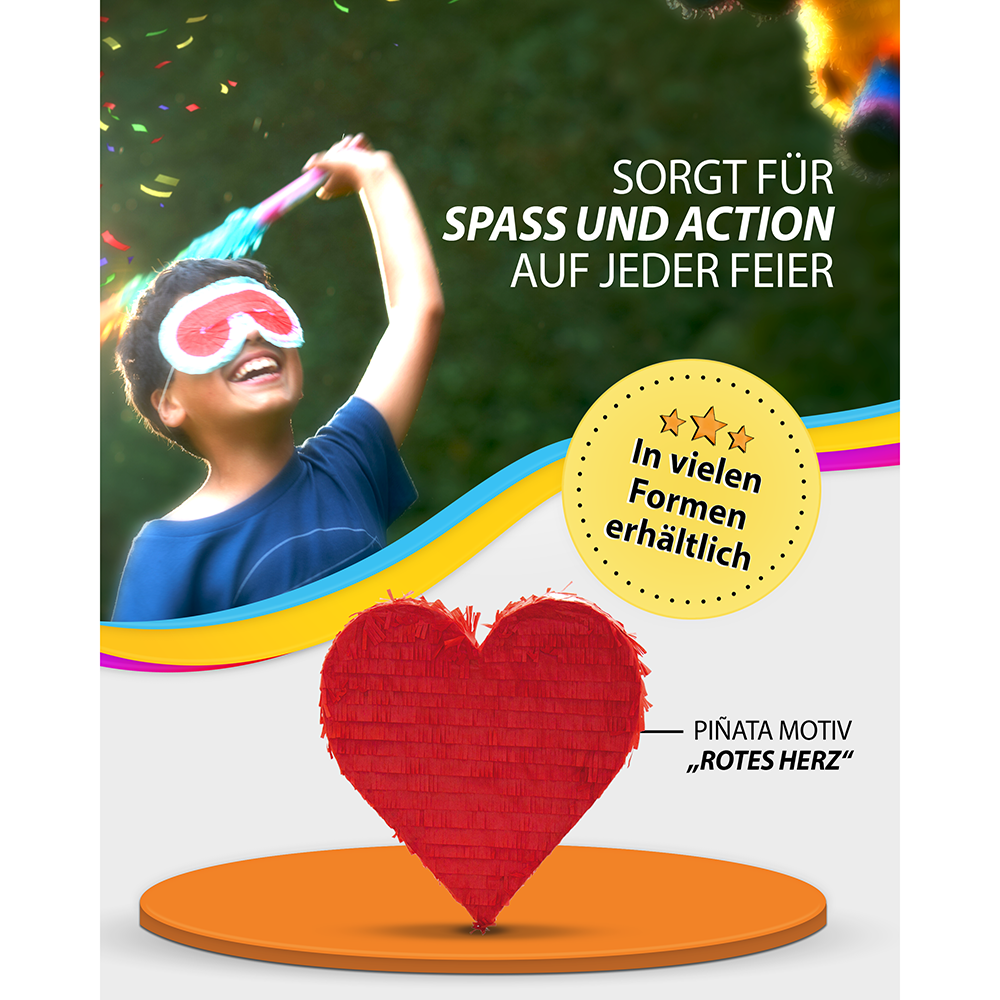 Pinata Herz rot Kinder Geburtstag Schlag-Pinata Liebe Geschenkidee 3