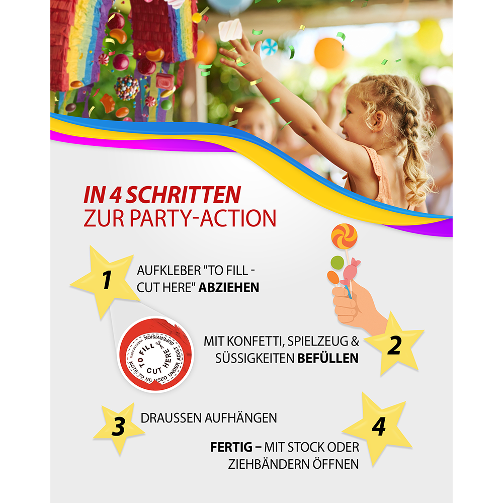 Pinata Herz rot Kinder Geburtstag Schlag-Pinata Liebe Geschenkidee 6