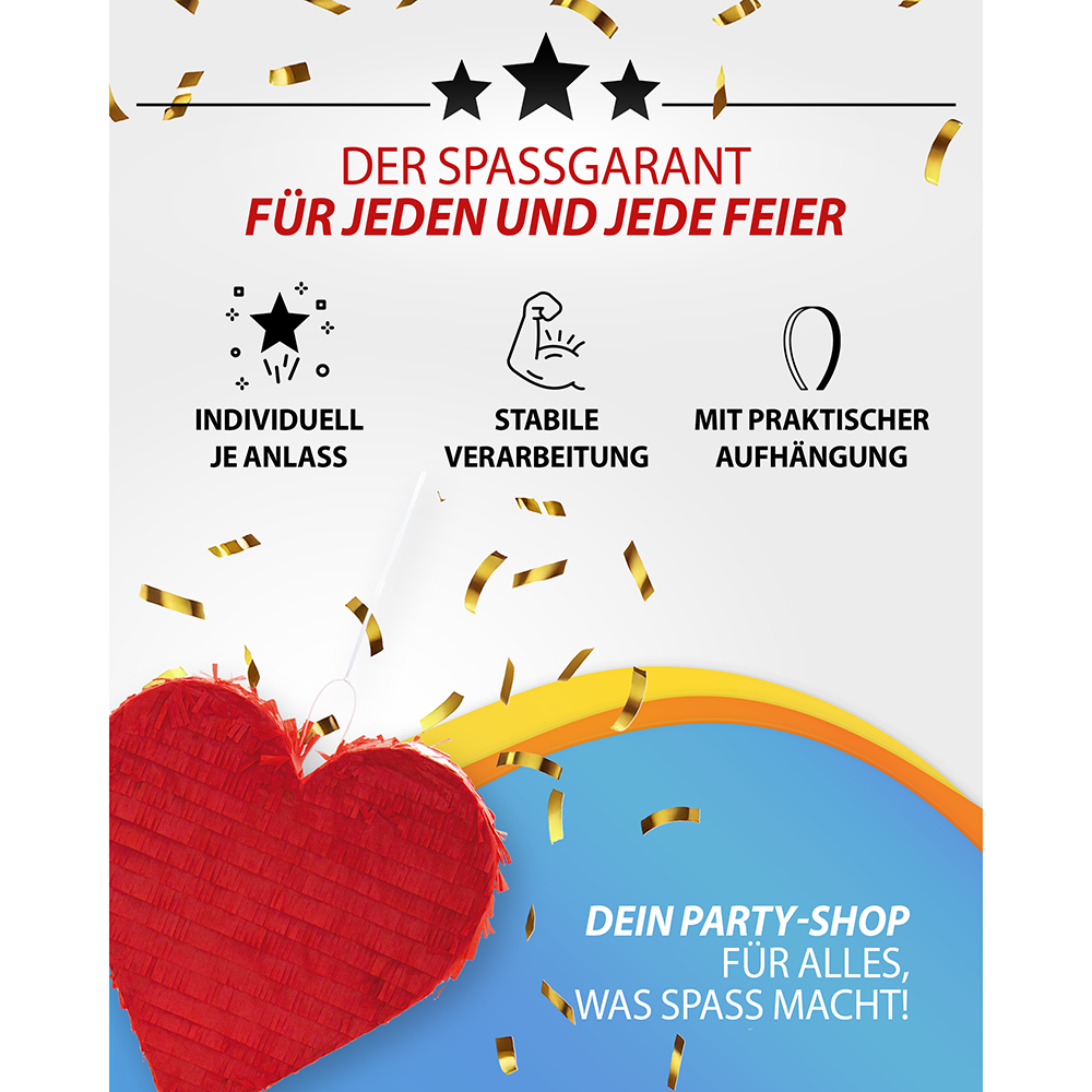 Pinata Herz rot Kinder Geburtstag Schlag-Pinata Liebe Geschenkidee 7