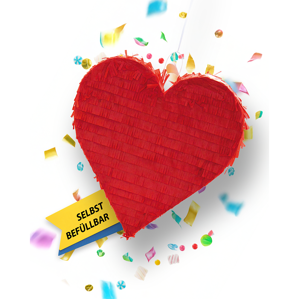 Pinata Herz rot Kinder Geburtstag Schlag-Pinata Liebe Geschenkidee