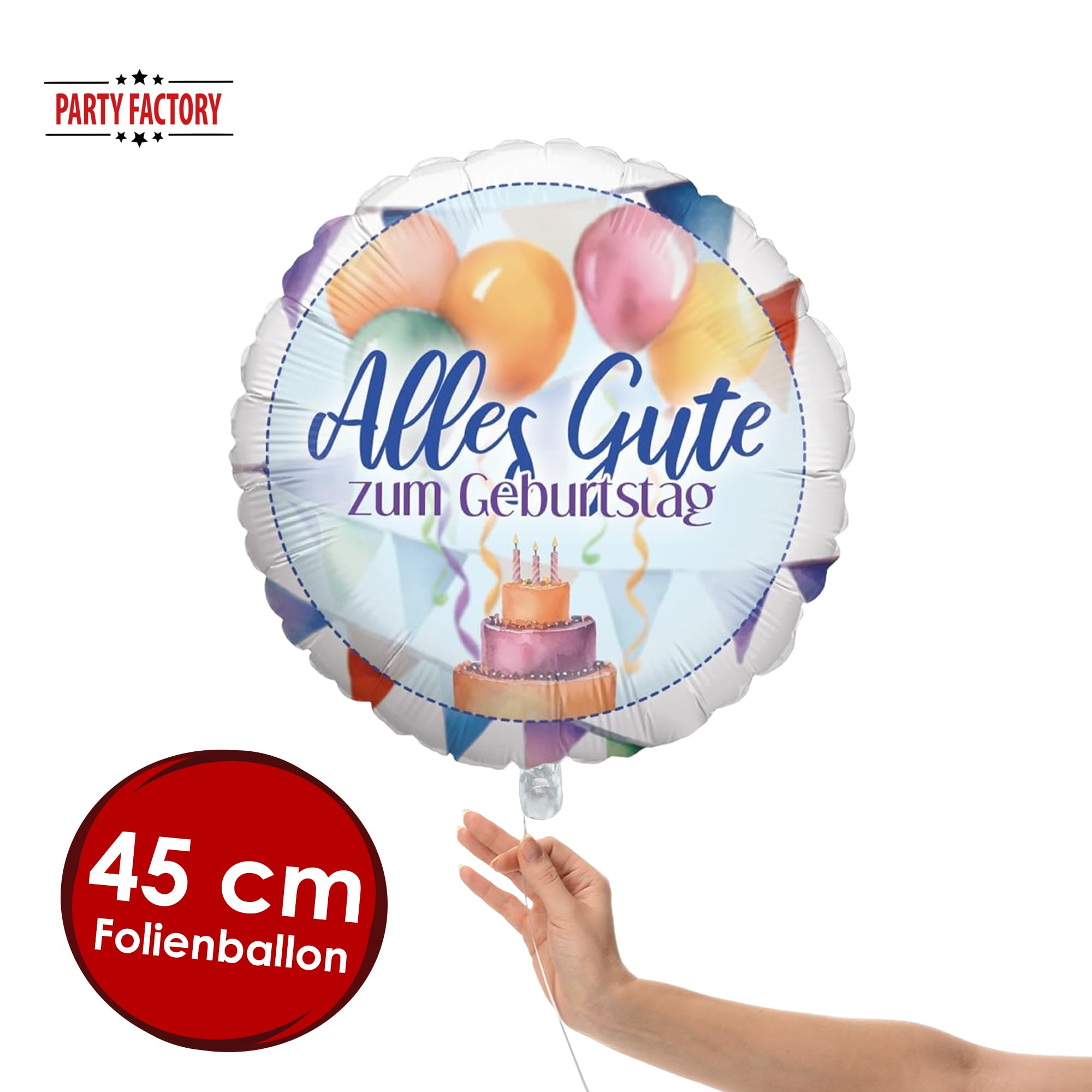Folienballon Happy Birthday Watercolor Rund 45cm 2