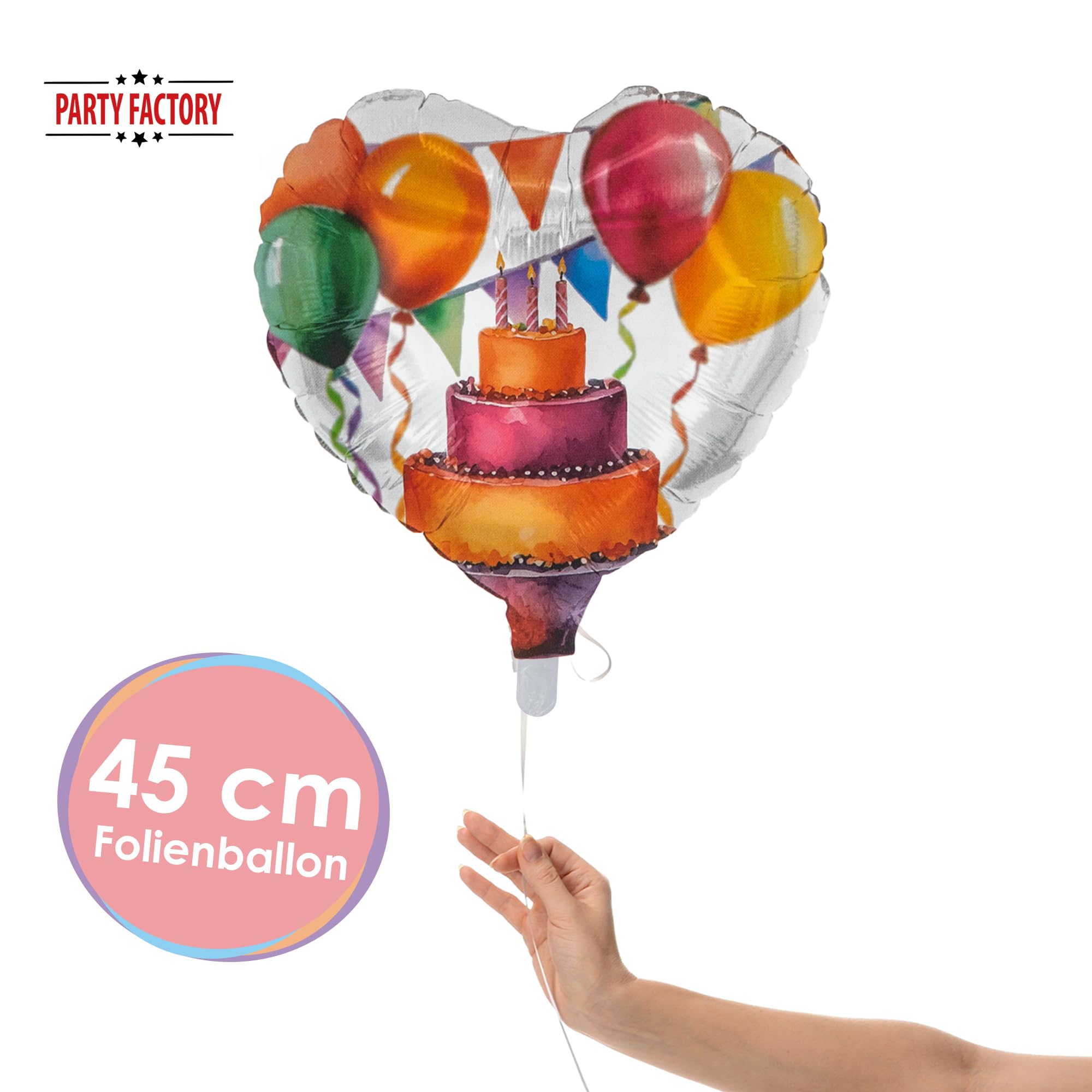 Folienballon Happy Birthday Watercolor Herz 45cm 2