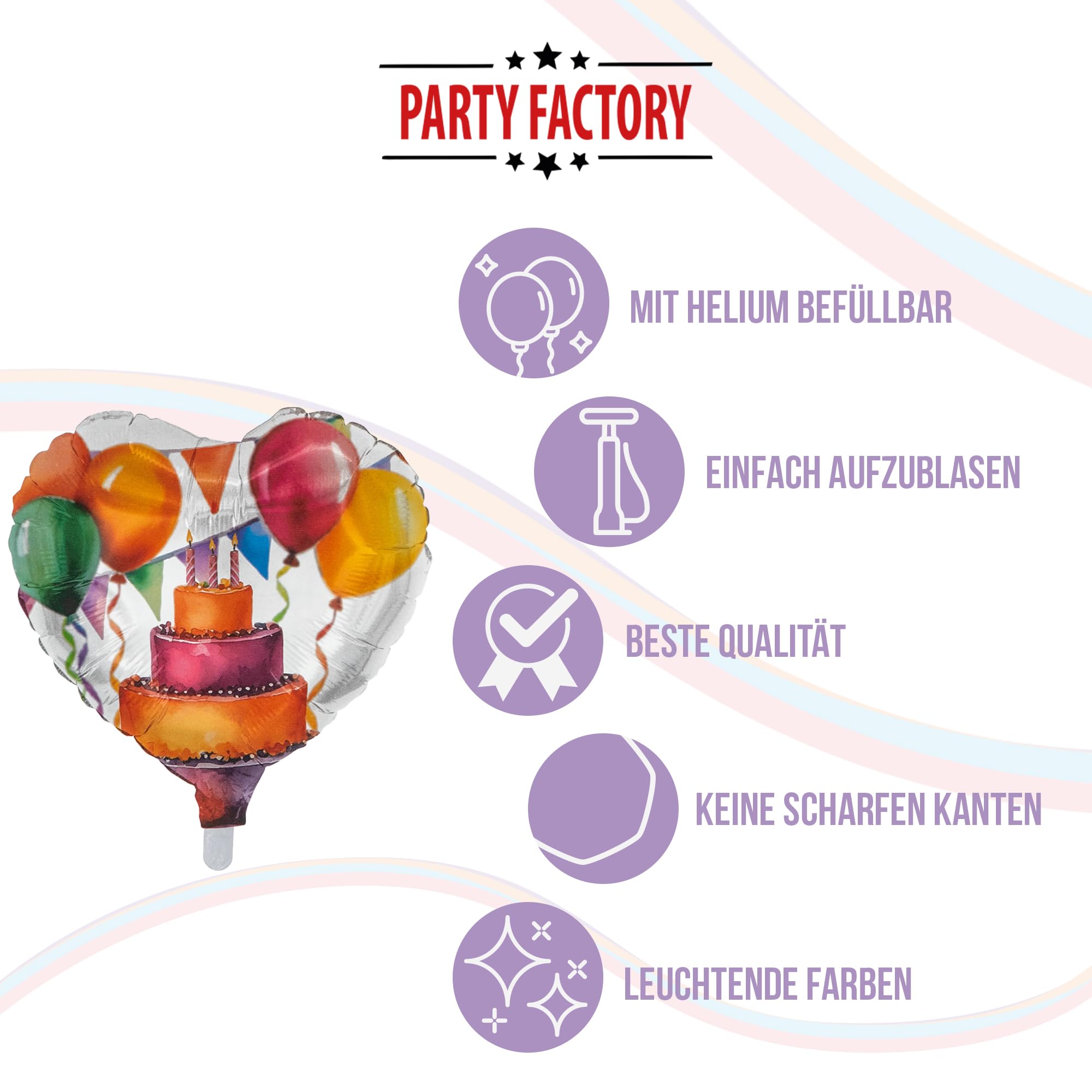 Folienballon Happy Birthday Watercolor Herz 45cm 5