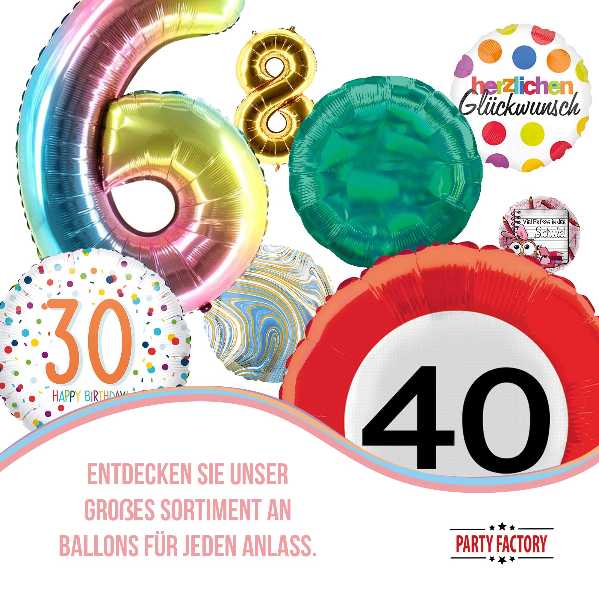 Folienballon Happy Birthday Pastel Rund 45cm Motiv 1 7