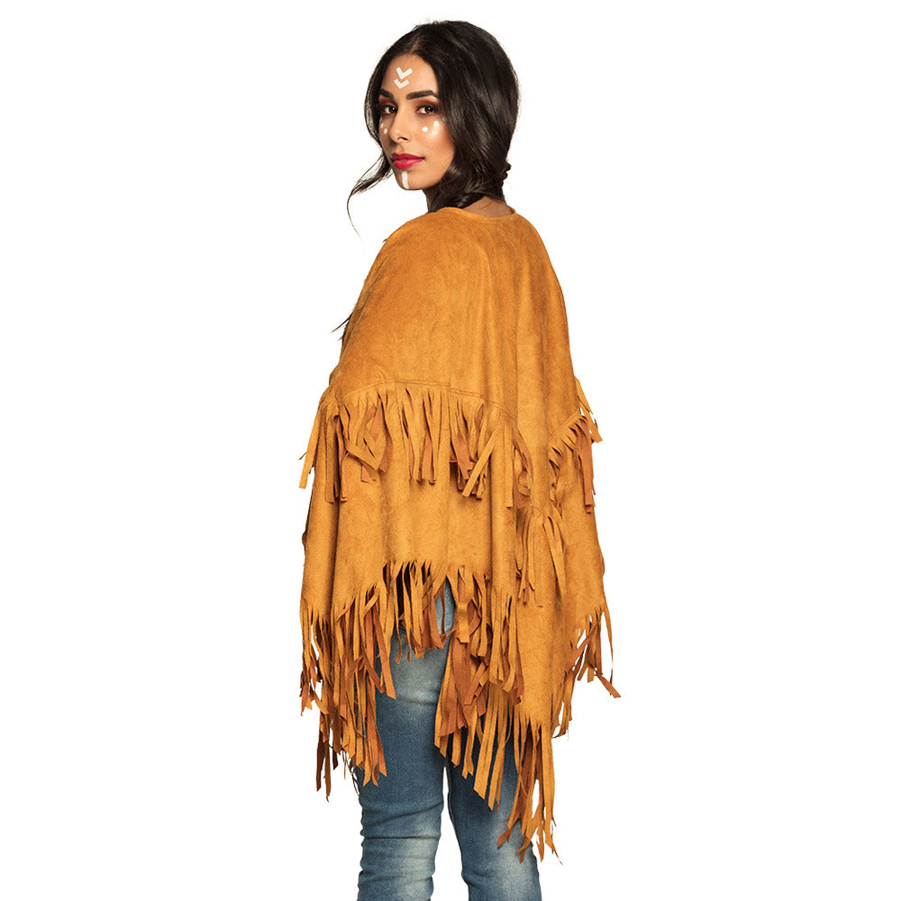 Poncho Bohemian – Damen Kostüm mit Fransen Einheitsgröße für Karneval & Party 3