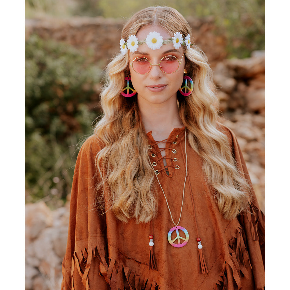 Poncho Bohemian – Damen Kostüm mit Fransen Einheitsgröße für Karneval & Party 4