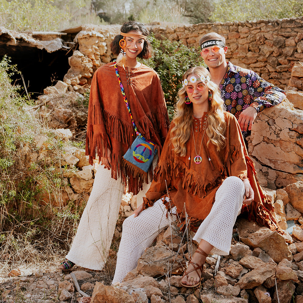 Poncho Bohemian – Damen Kostüm mit Fransen Einheitsgröße für Karneval & Party 5