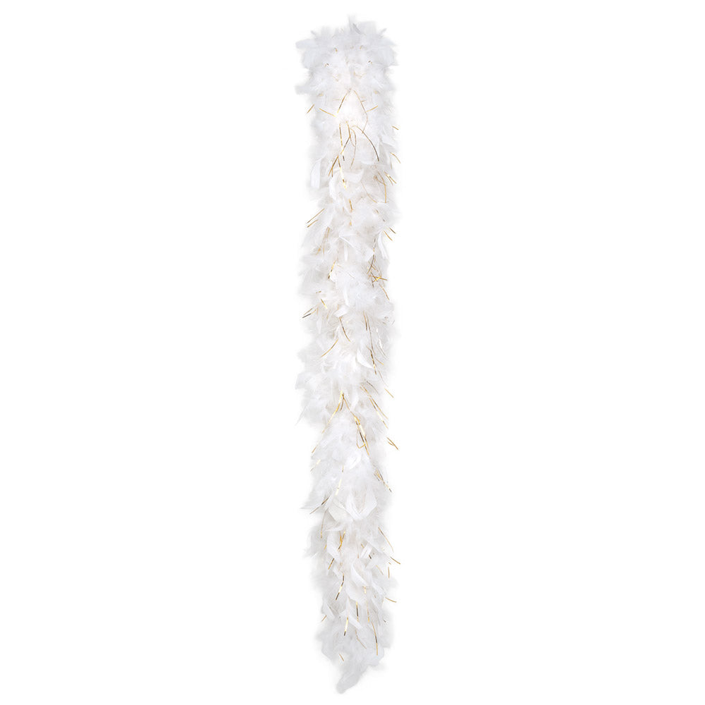 Federboa Glamour 50g Weiß mit goldenem Lametta 180 cm Party Accessoire 2