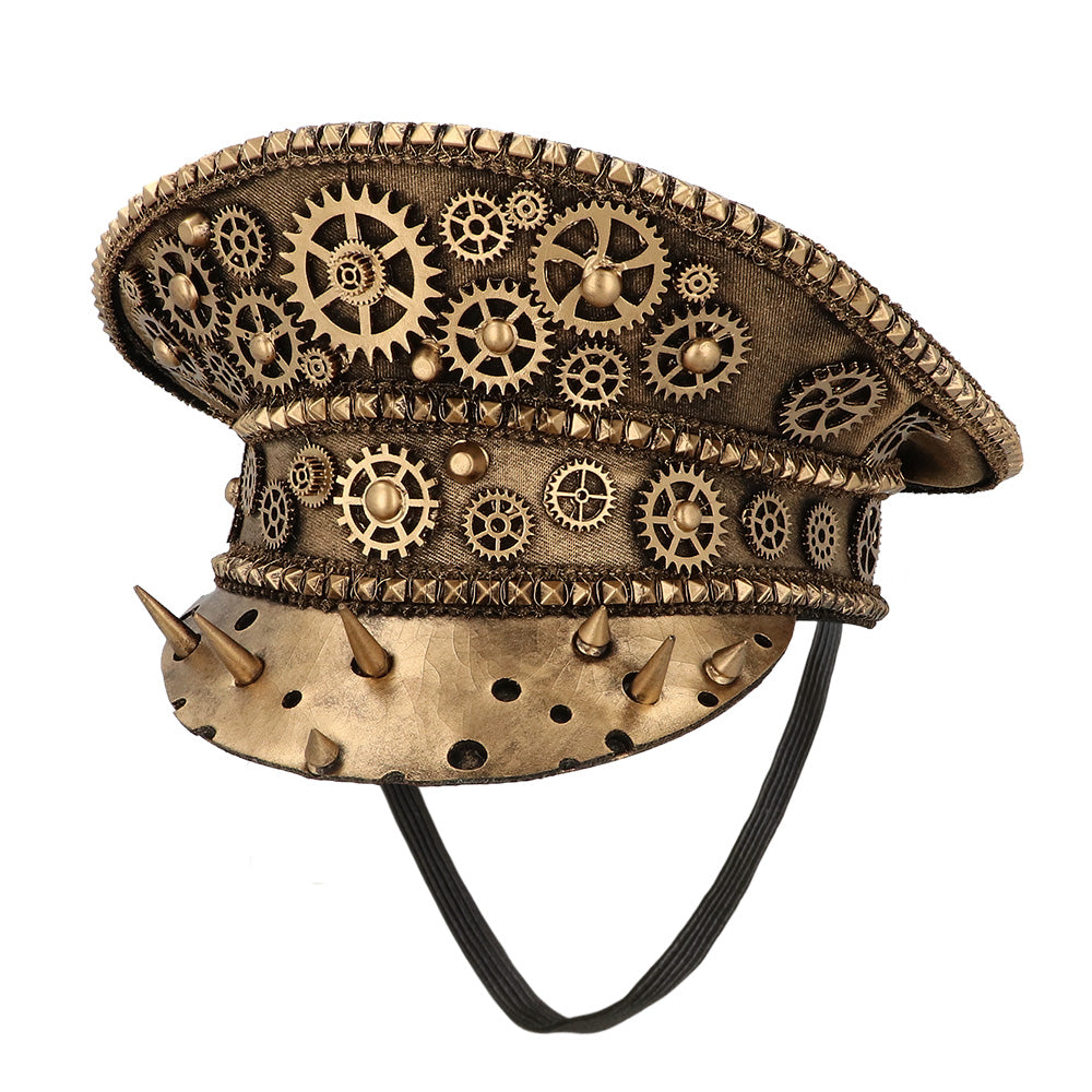 Steampunk Mütze Gearpunk braun mit Zahnrädern – Kostüm Accessoire Unisex 2