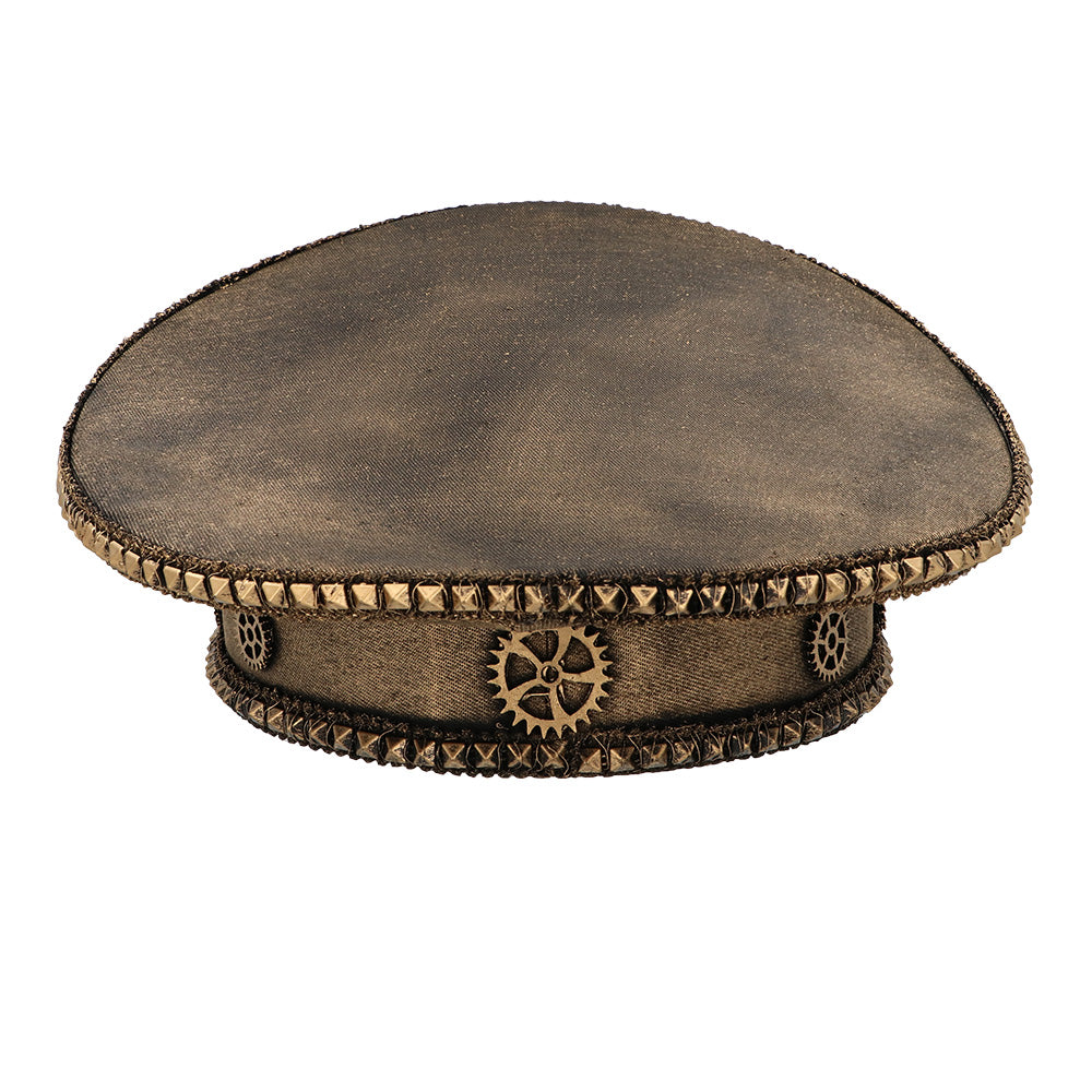 Steampunk Mütze Gearpunk braun mit Zahnrädern – Kostüm Accessoire Unisex 5
