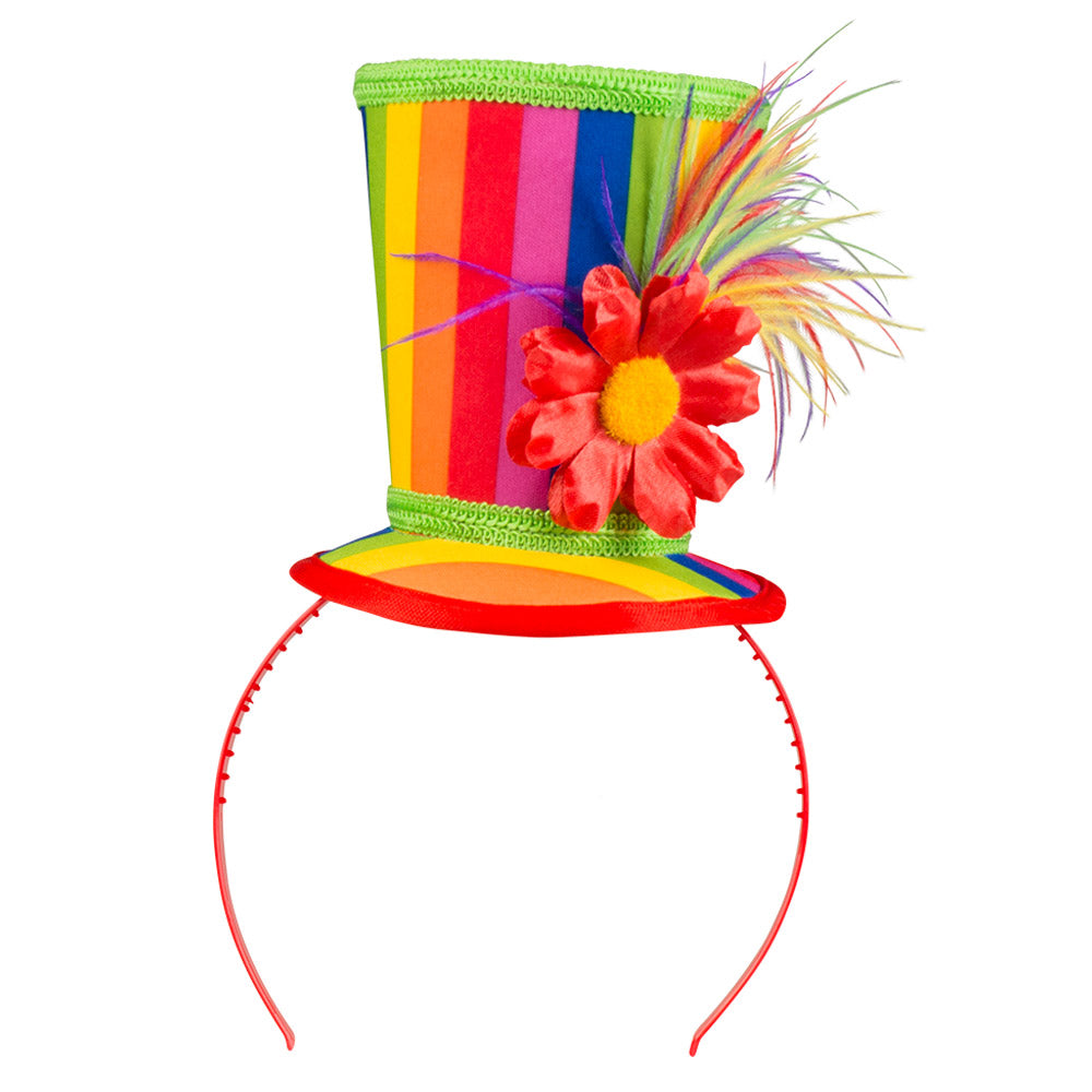 Diadem Blossom – Bunter Mini-Zylinder mit Blume für Karneval, Clown-Zubehör 2