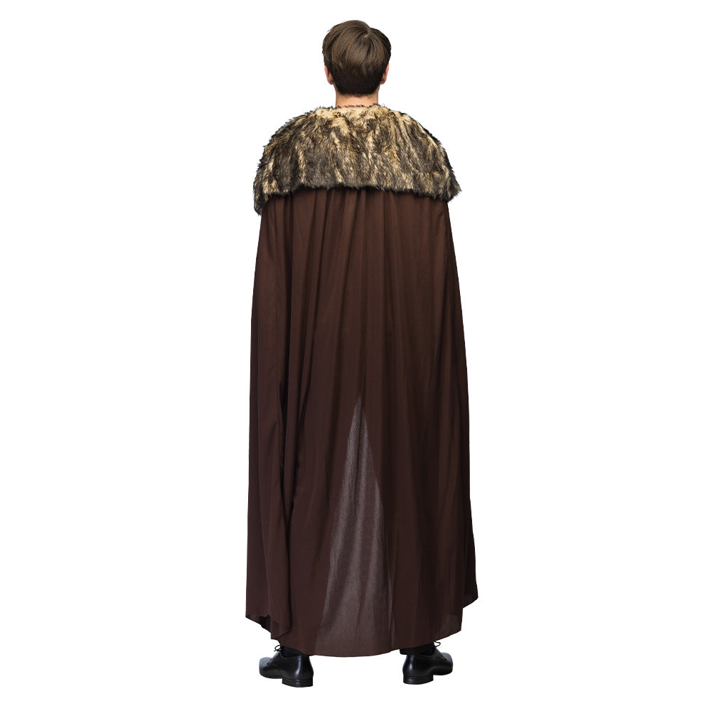 Umhang Night Hunter braun mit Fellkragen 150 cm – Ritter Wikinger Kostüm 3