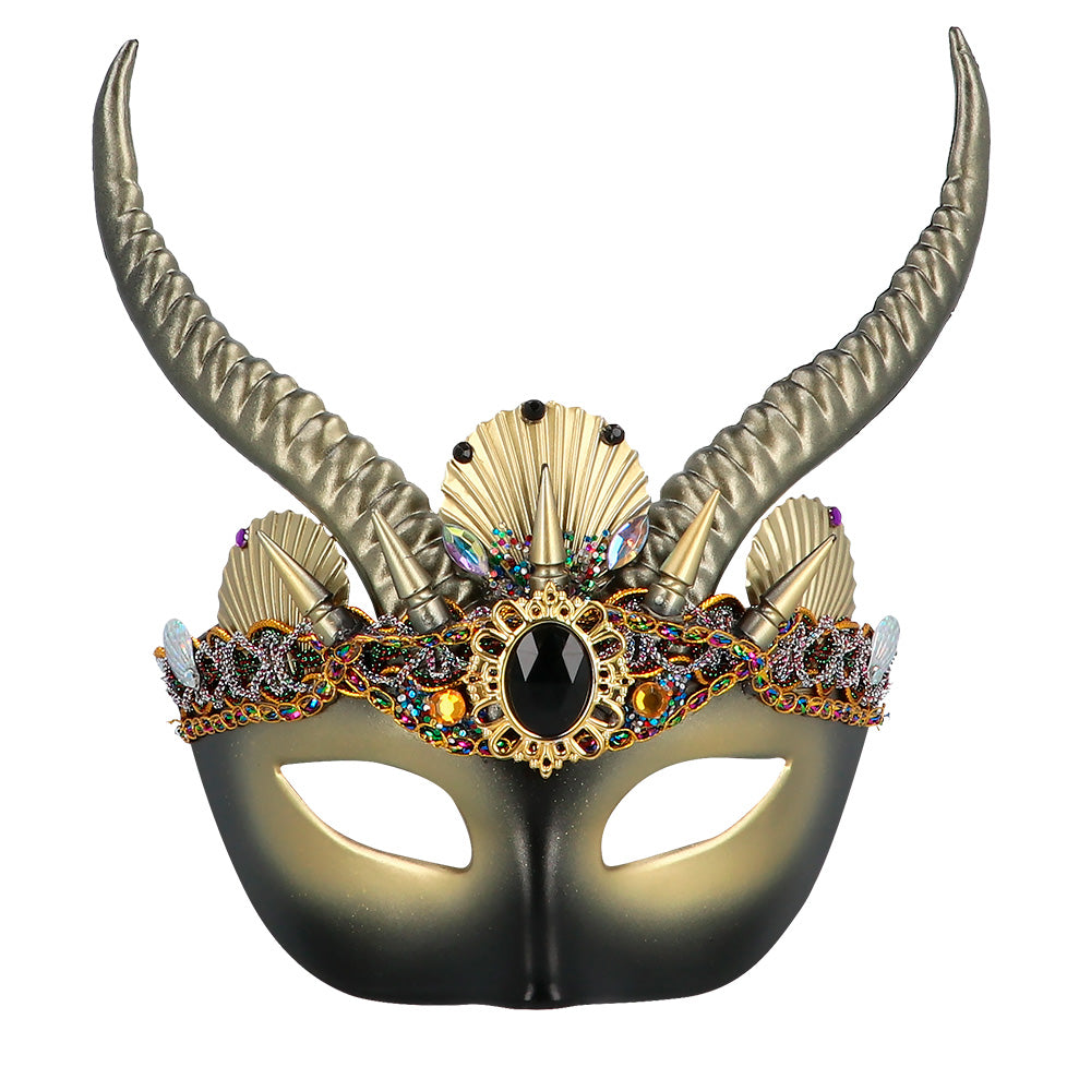 Augenmaske Voodoo Yemoja mit Hörnern – edle Maske für Halloween & Karneval 2