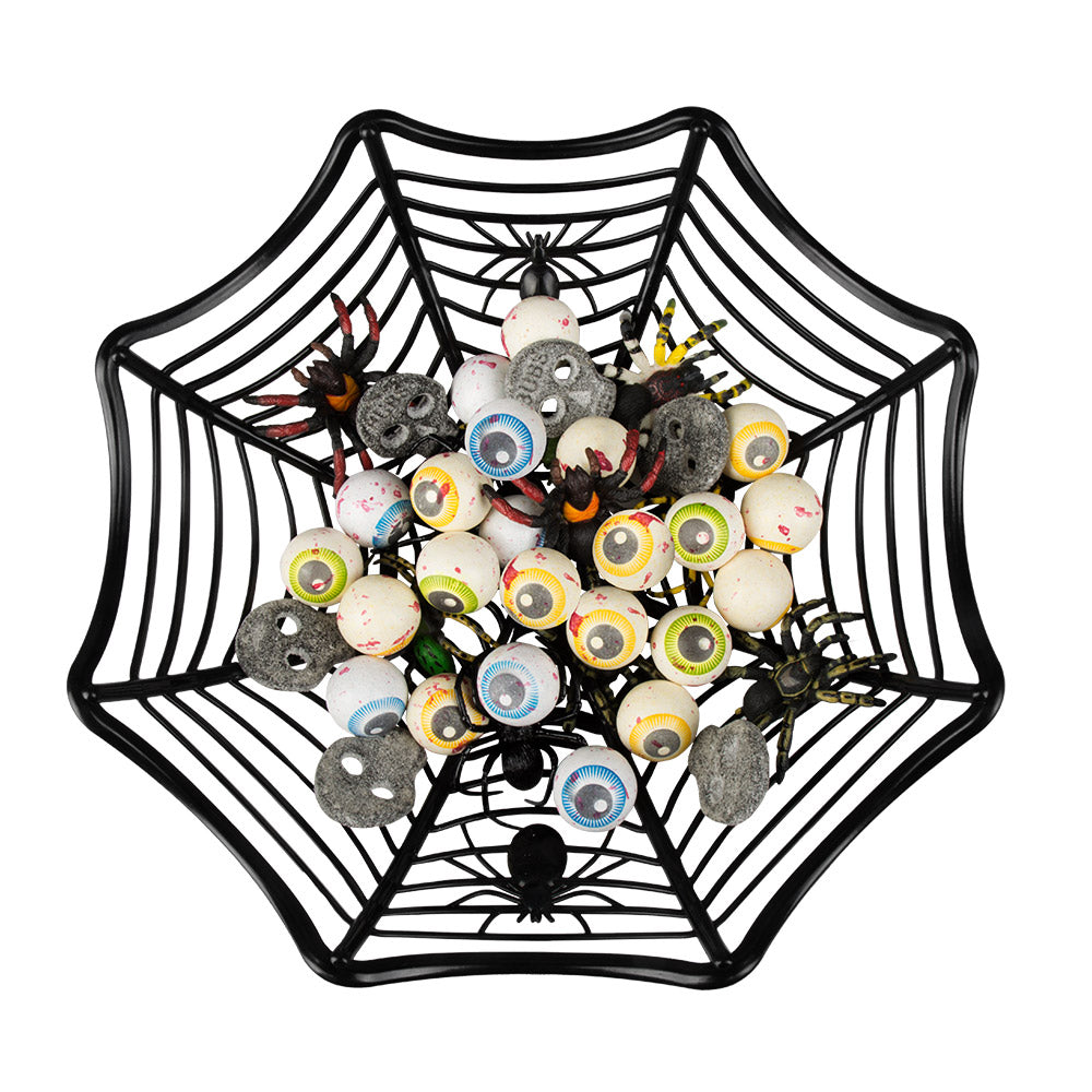 Halloweenkorb Spinnennetz 27 cm – Schwarze Süßigkeitenschale Deko 2