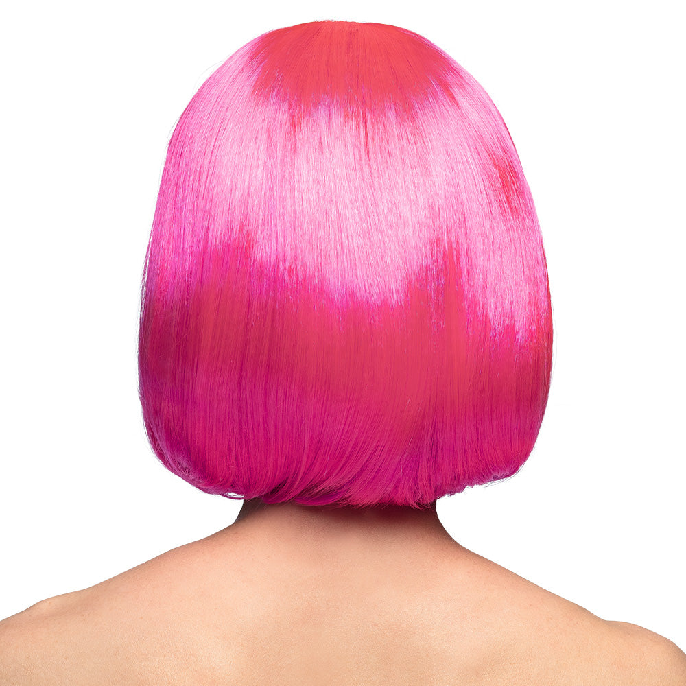 Perücke Cabaret neonrosa UV – Kurzhaar Bob mit Pony für Damen, Party & Fasching 3