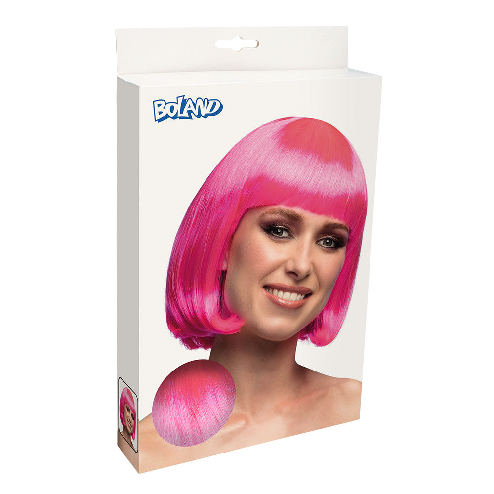 Perücke Cabaret neonrosa UV – Kurzhaar Bob mit Pony für Damen, Party & Fasching 4