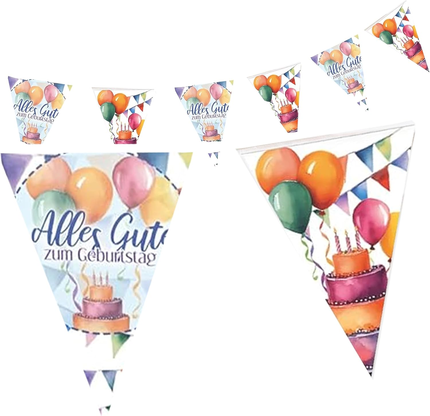 Happy Birthday Wimpelkette 4–5 m – bunte Watercolor Deko für den Geburtstag