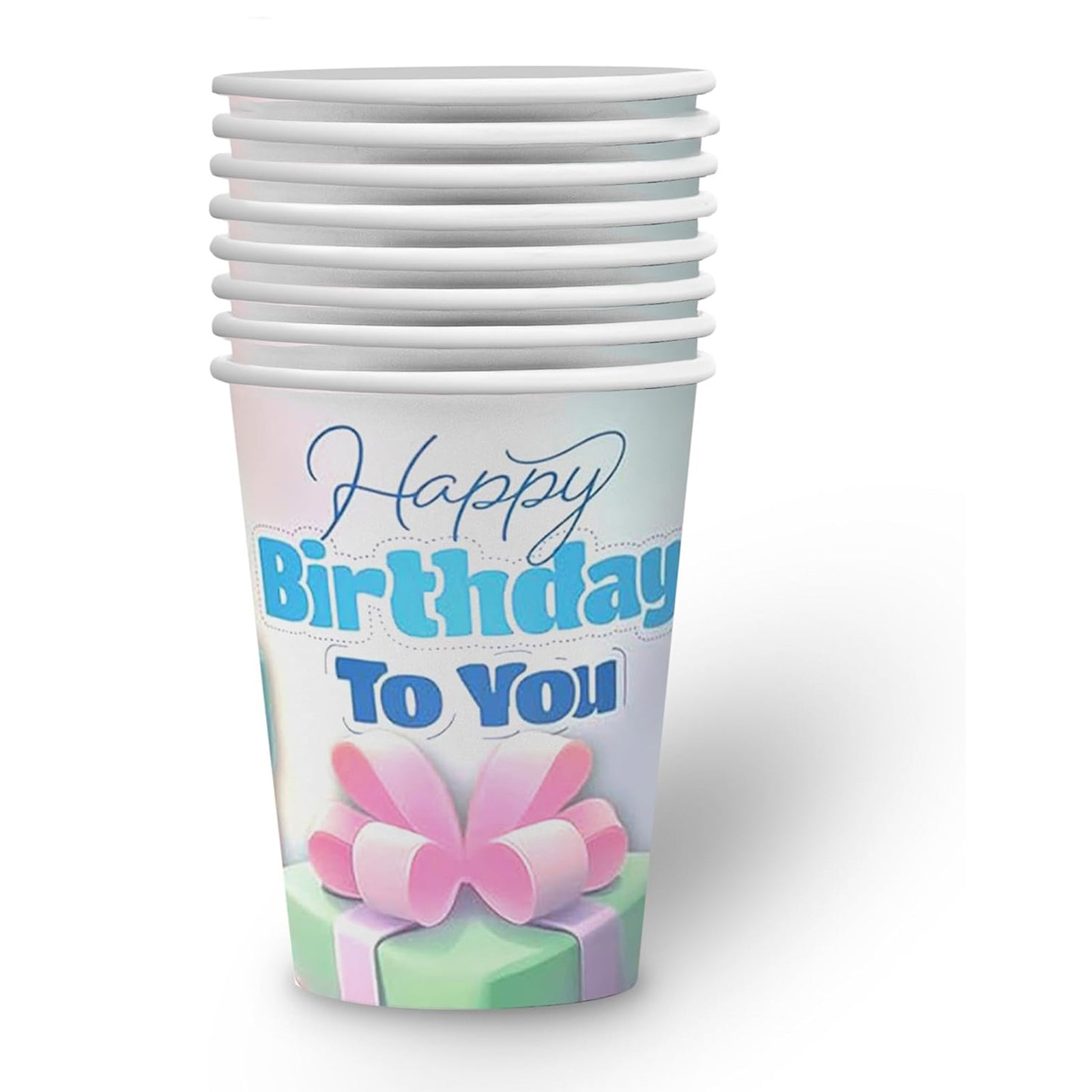 Happy Birthday Becher Pastell – 8er-Pack, 250 ml, zarte Farben für die Party