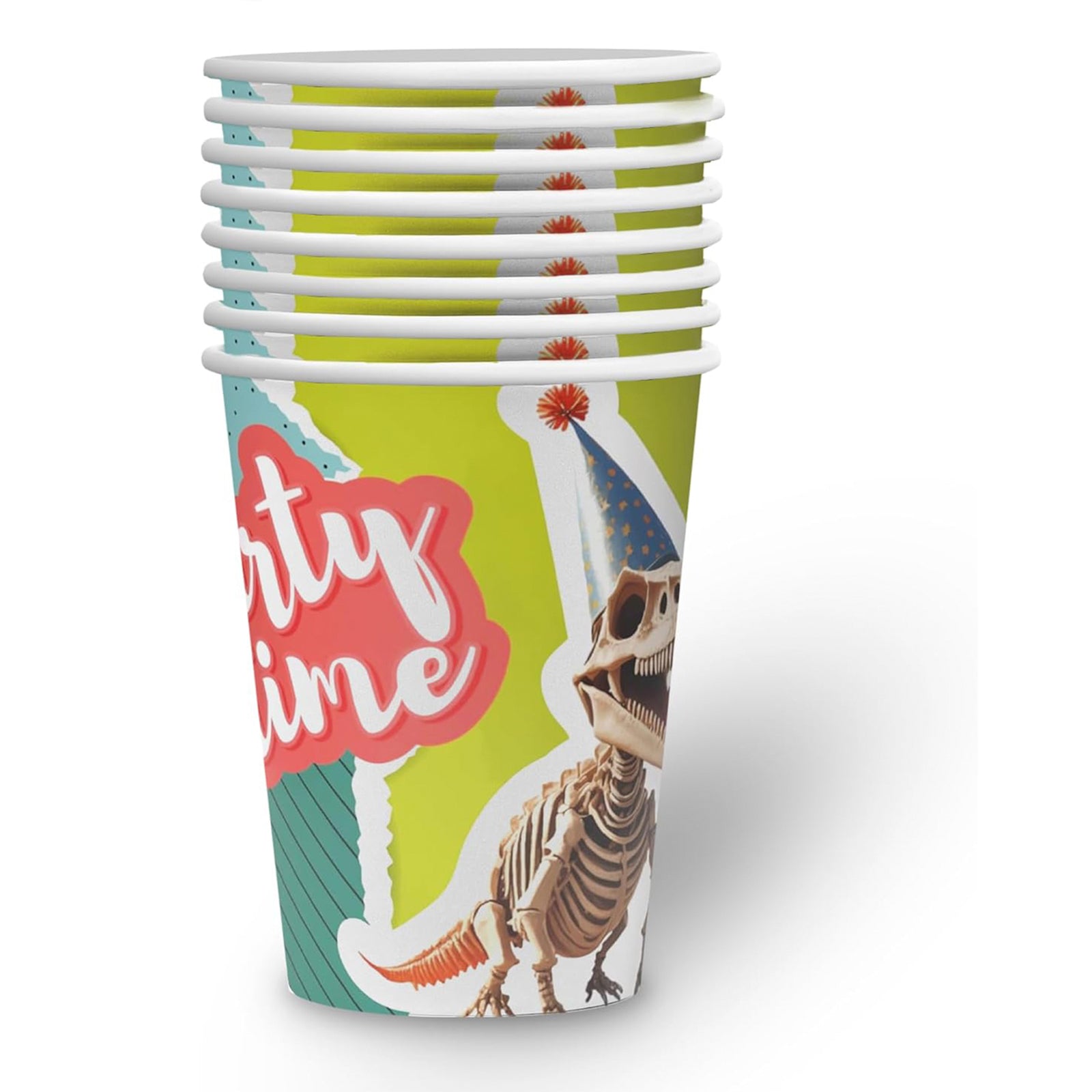 Becher Dino Skelett – 8er-Pack, 250 ml, coole Partybecher für Dinopartys