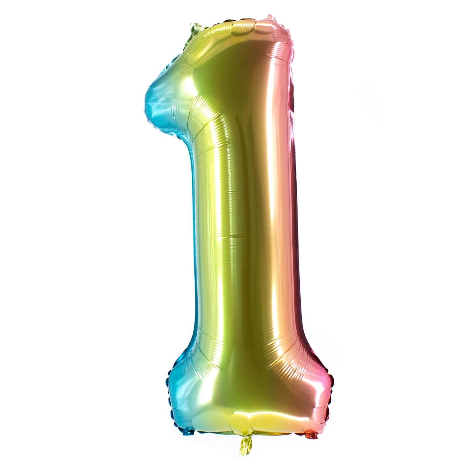 Folienballons Zahlenballon Regenbogen 100 cm Zahl 0 bis 9 glänzend 6