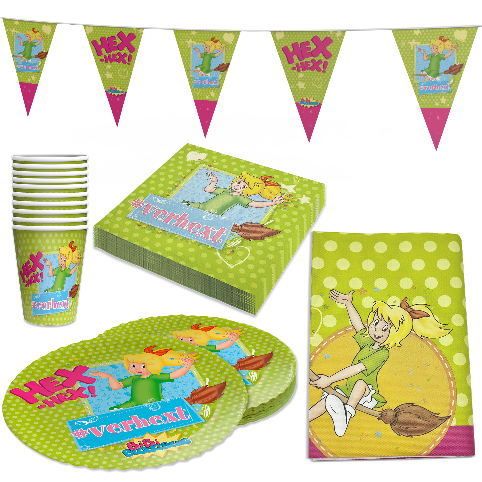Bibi Blocksberg Partyset 42-tlg – Teller, Becher, Servietten, Tischdecke, Deko
