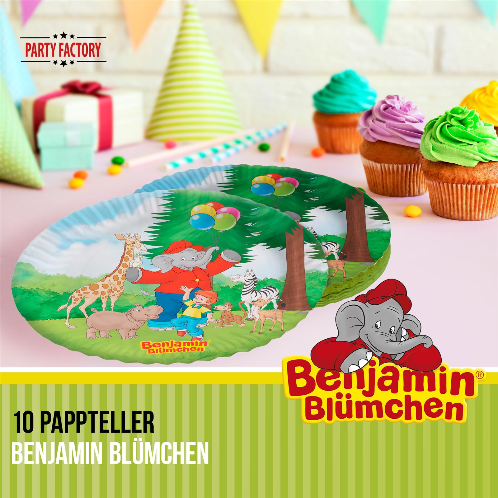 Benjamin Blümchen Papp-Teller 23 cm 10 Stück 2