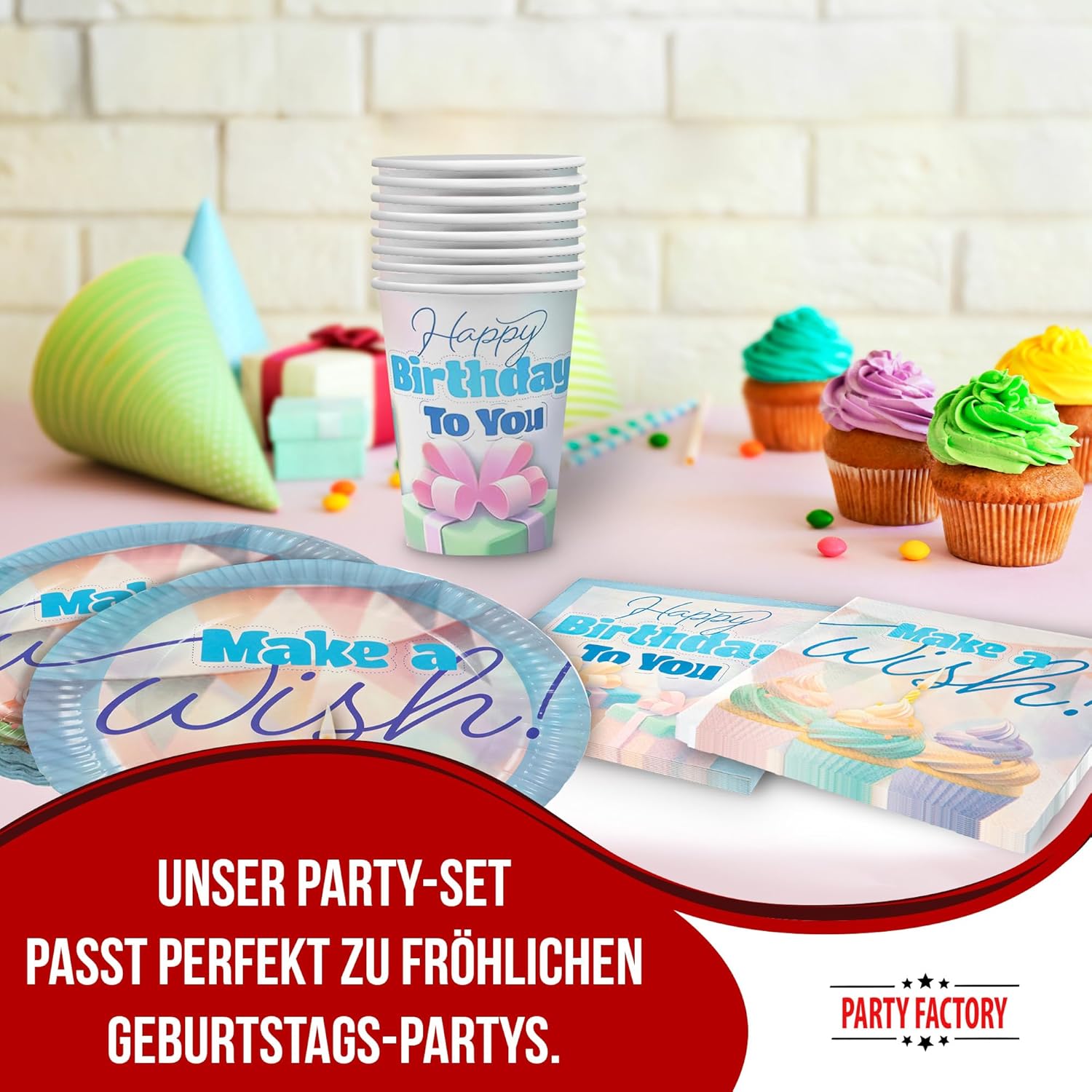 Happy Birthday Watercolor 36-teiliges Party Geschirr-Set 2
