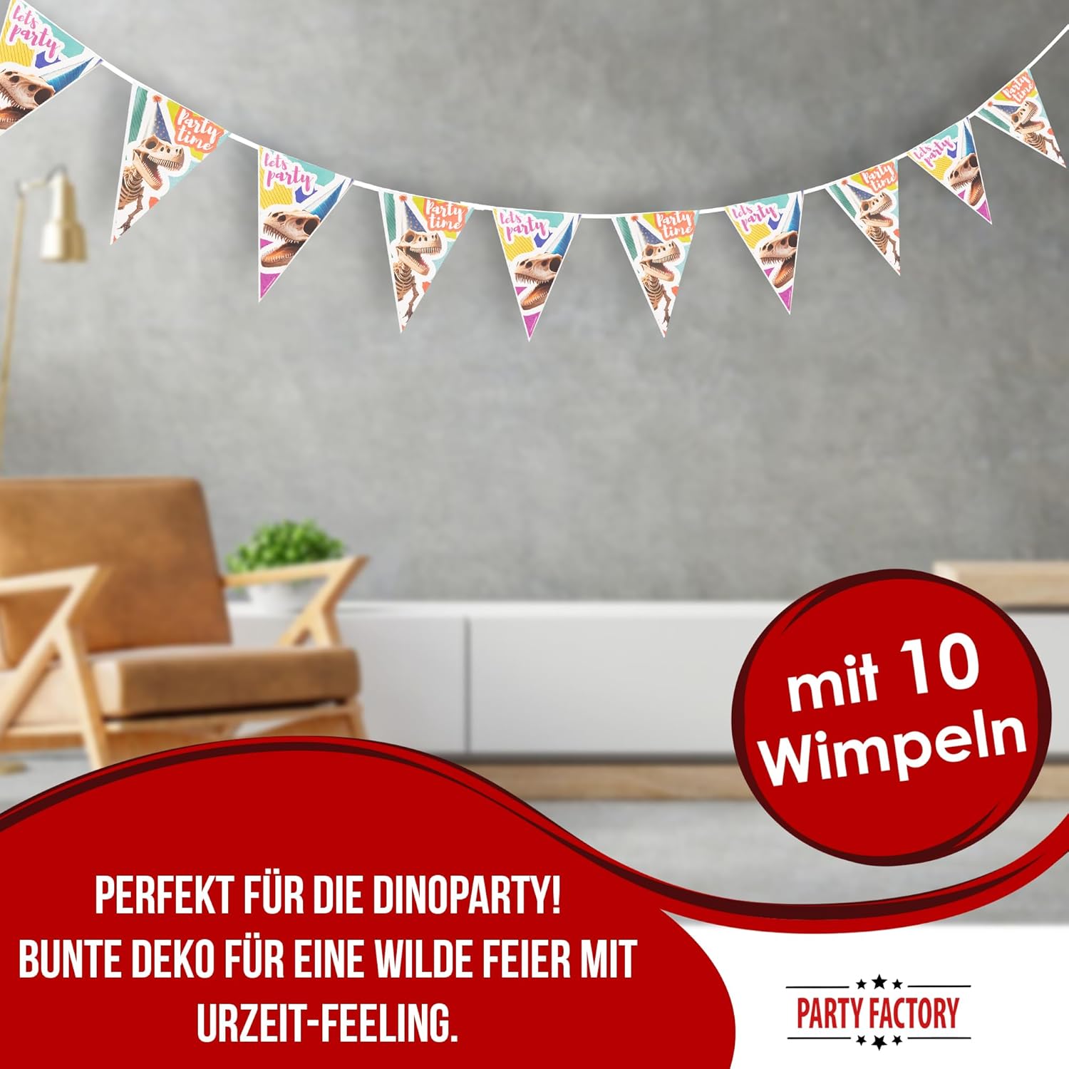 Dino Skelett Wimpelkette 4–5 m 7