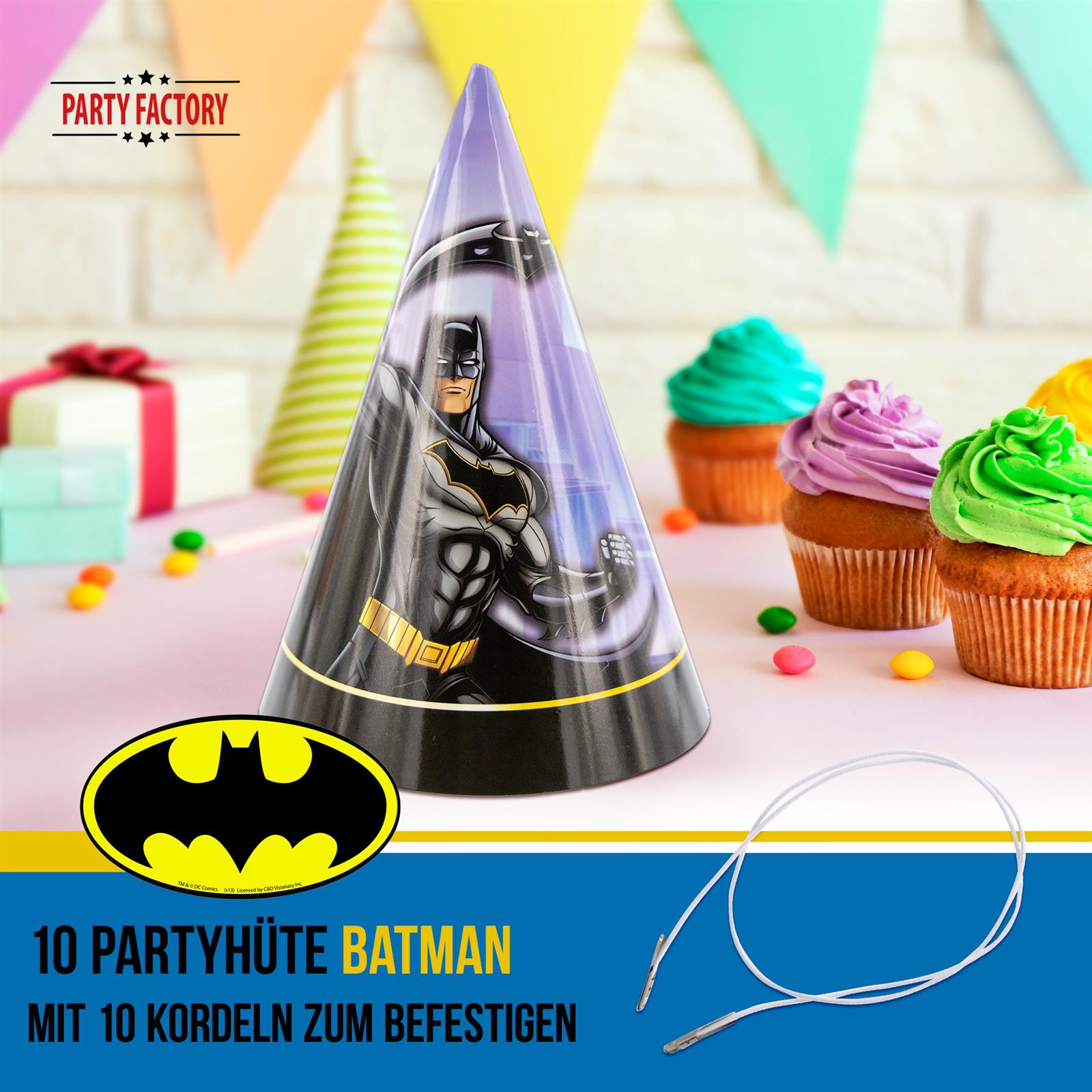 Batman Partyhüte 10 Stück 2