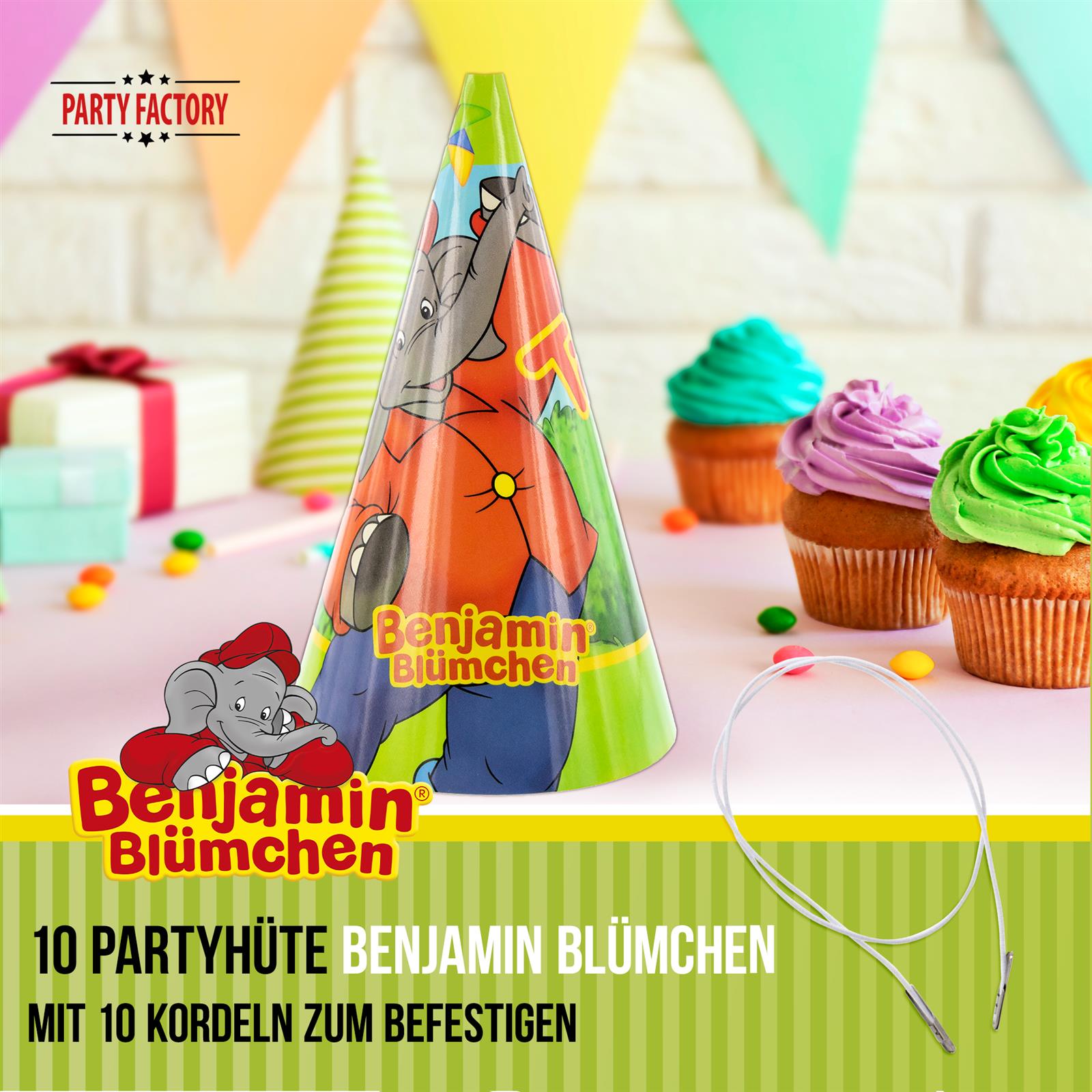 Benjamin Blümchen Partyhüte 10 Stück 2