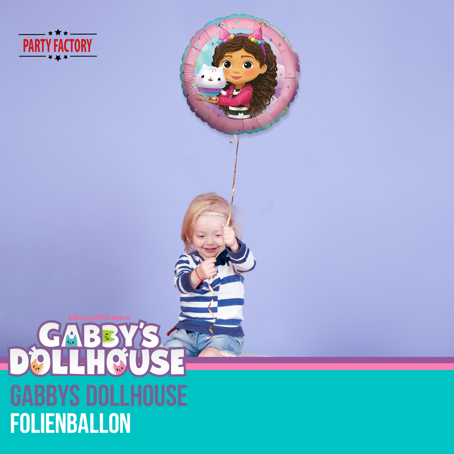 Gabby's Dollhouse Folienballon 45 cm – Rund mit Gabby, Kitty & Cupcake Motiv 2
