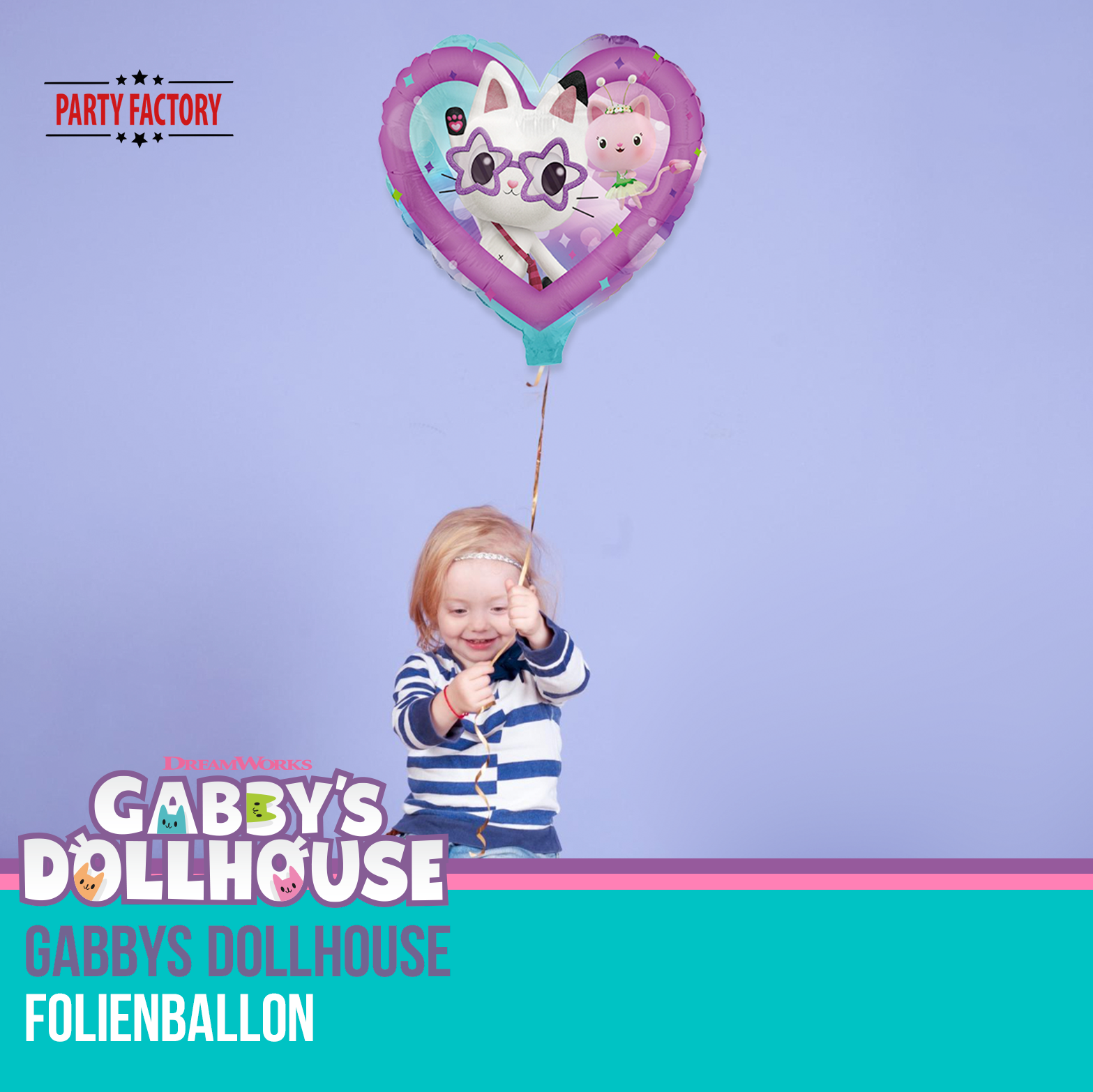 Gabby's Dollhouse Folienballon Herz 45 cm – Pandy Paws & Mercat Motiv 2