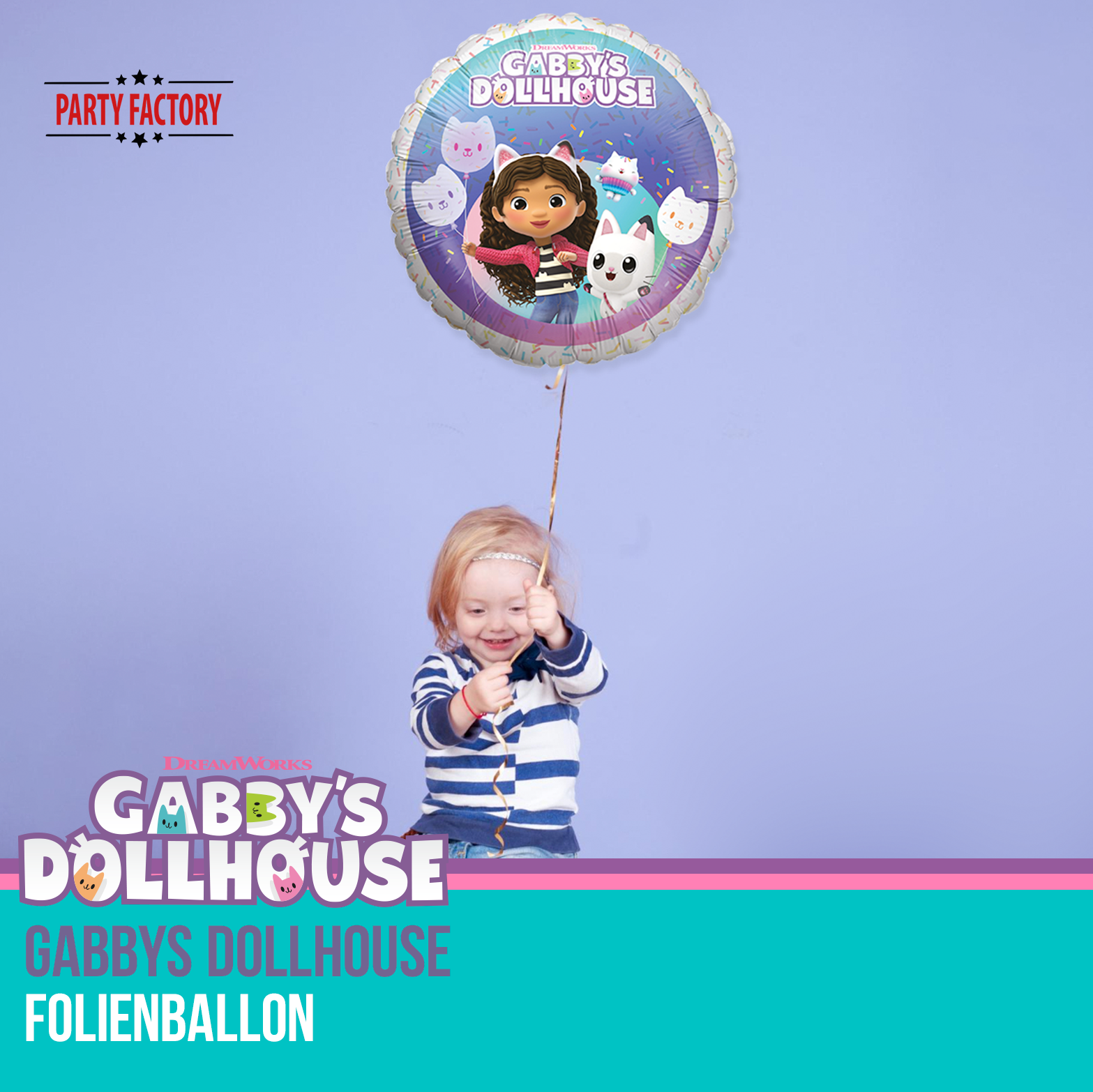 Gabby's Dollhouse Folienballon 45 cm rund – Party Ballon Gabby & Katzen 2