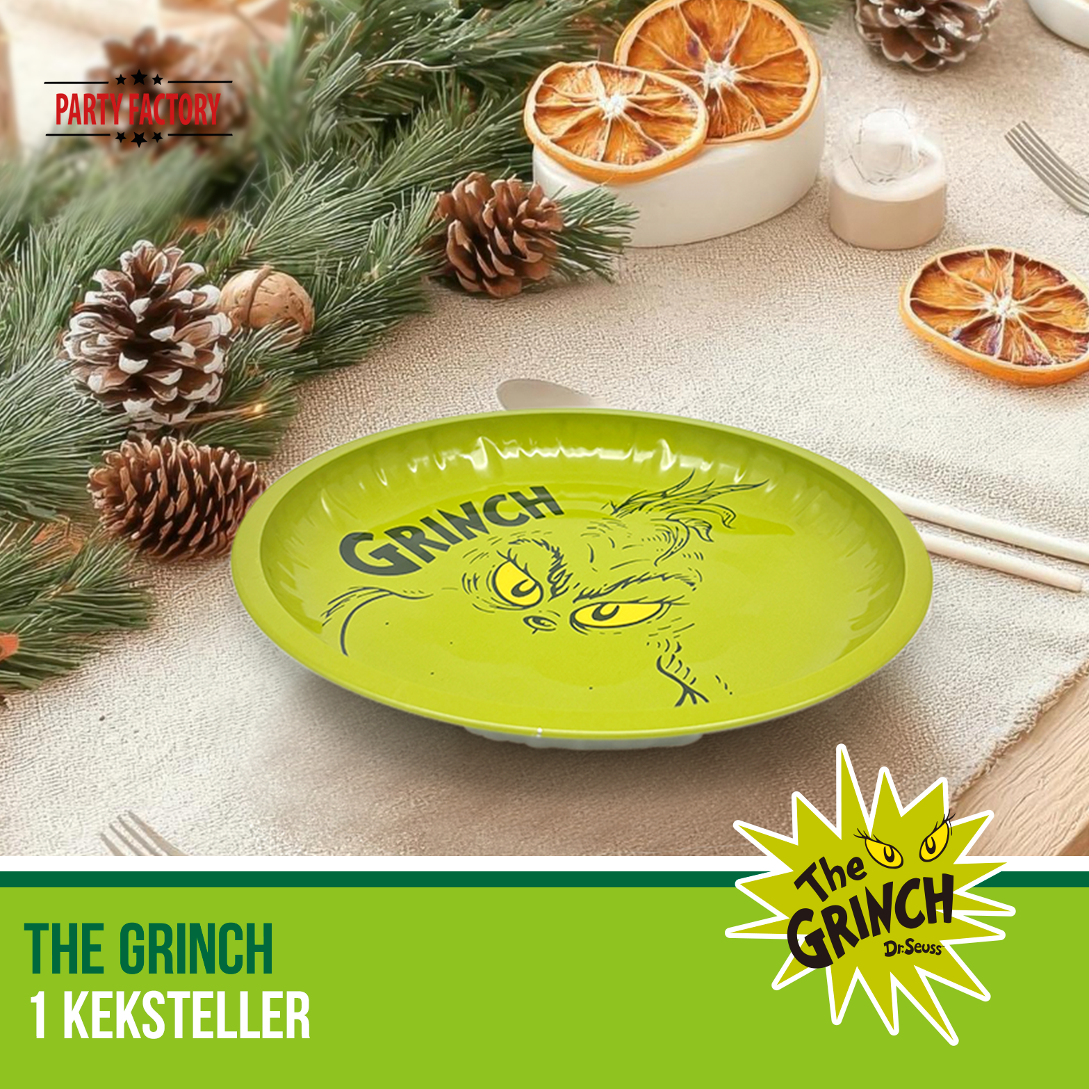 The Grinch Keksteller grün – Weihnachtsteller 26 cm für Plätzchen & Deko 2