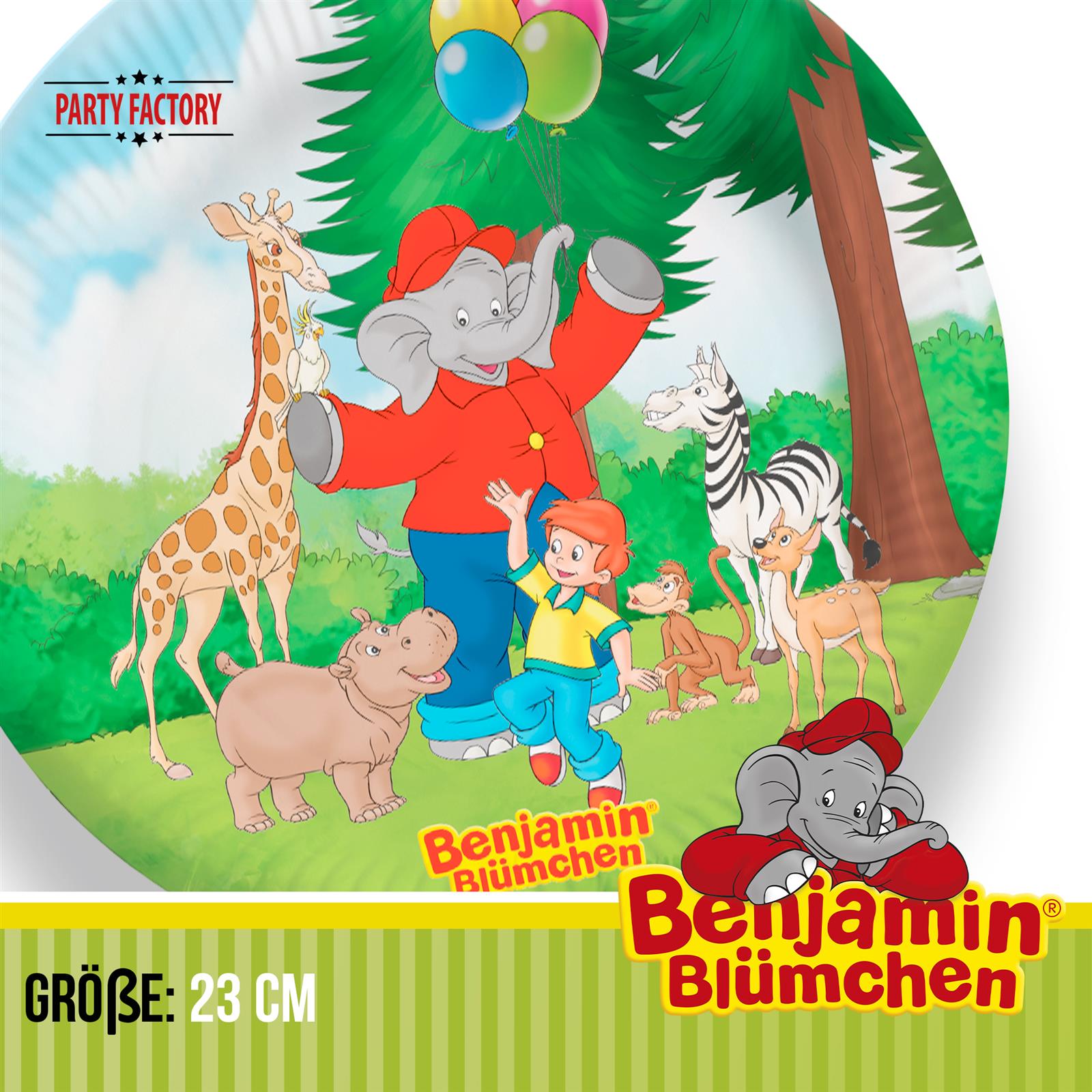 Benjamin Blümchen Papp-Teller 23 cm 10 Stück 3