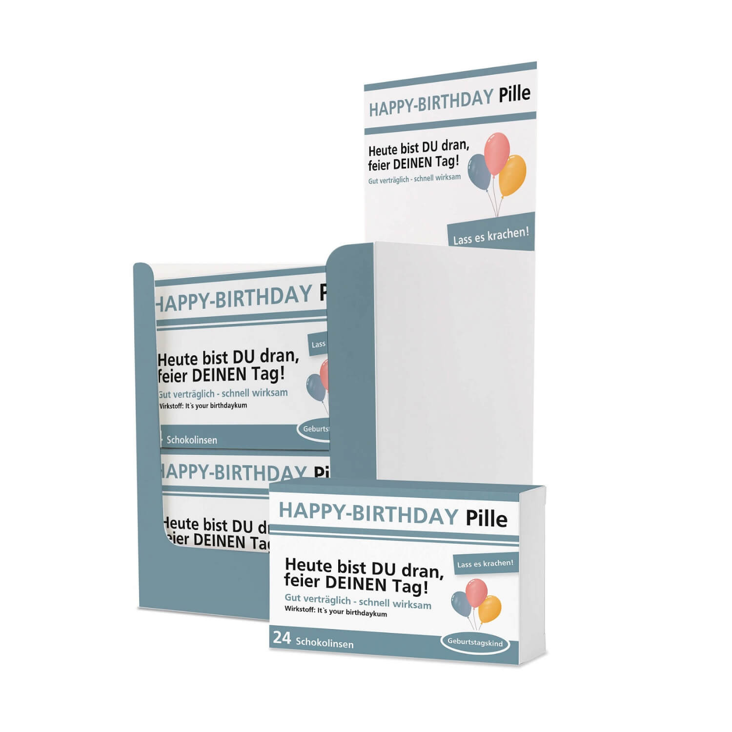 3-er Set Scherztabletten Anti Alterungs - Happy Birthday - Rente Akut Pille je 22g 2
