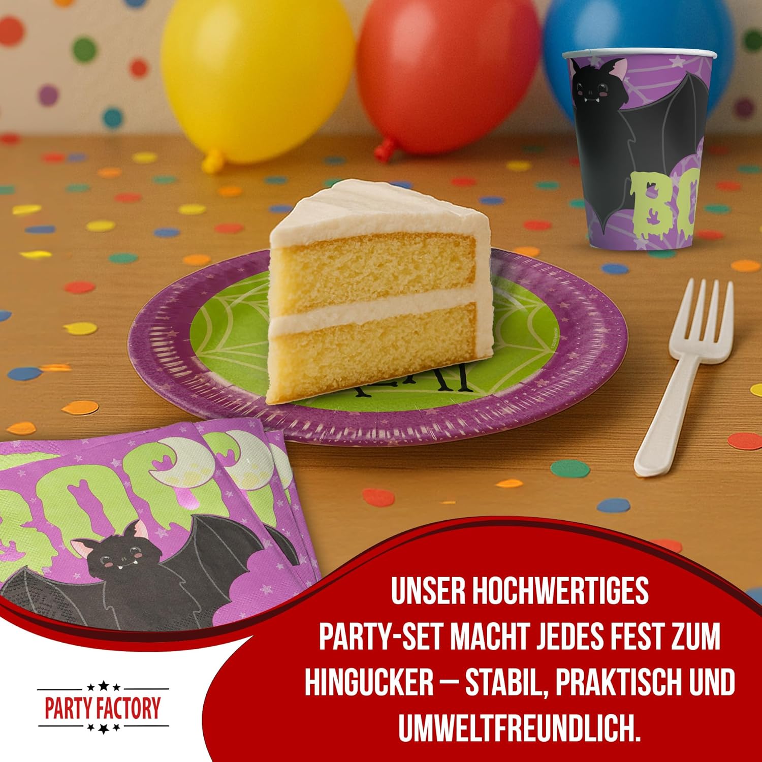 Halloween Skelett 36-teiliges Party-Set mit Tellern Bechern Servietten Party 3