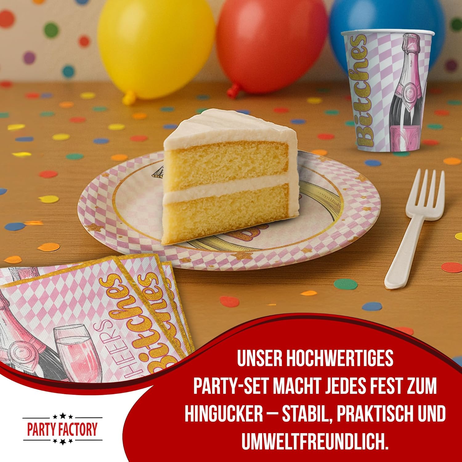Bachelorette Bling Bling 36-teiliges Party-Set Tellern Bechern Servietten JGA 3