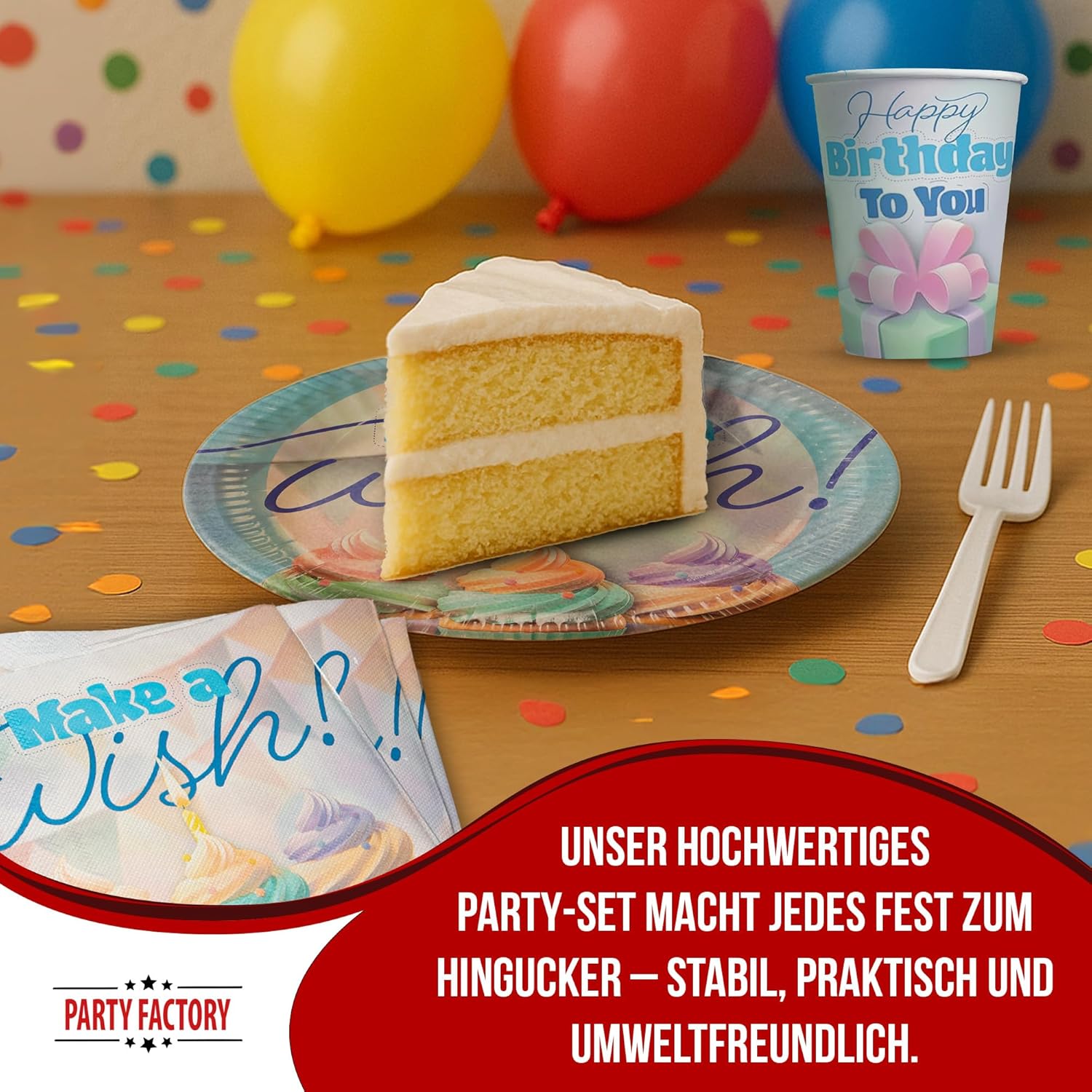 Happy Birthday Watercolor 36-teiliges Party Geschirr-Set 3