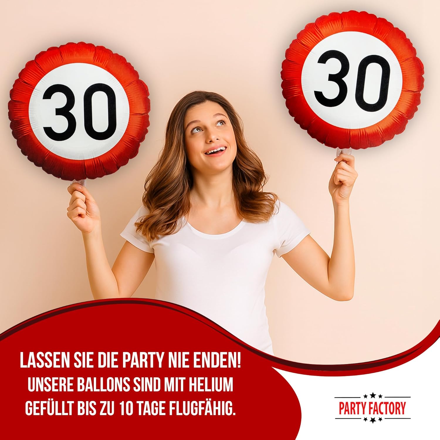 Happy Birthday 30 5-teiliges Party-Set mit 8 Papptellern 8 Pappbechern 20 Servietten 1 Wimpelkette und 4 Folienballons 3