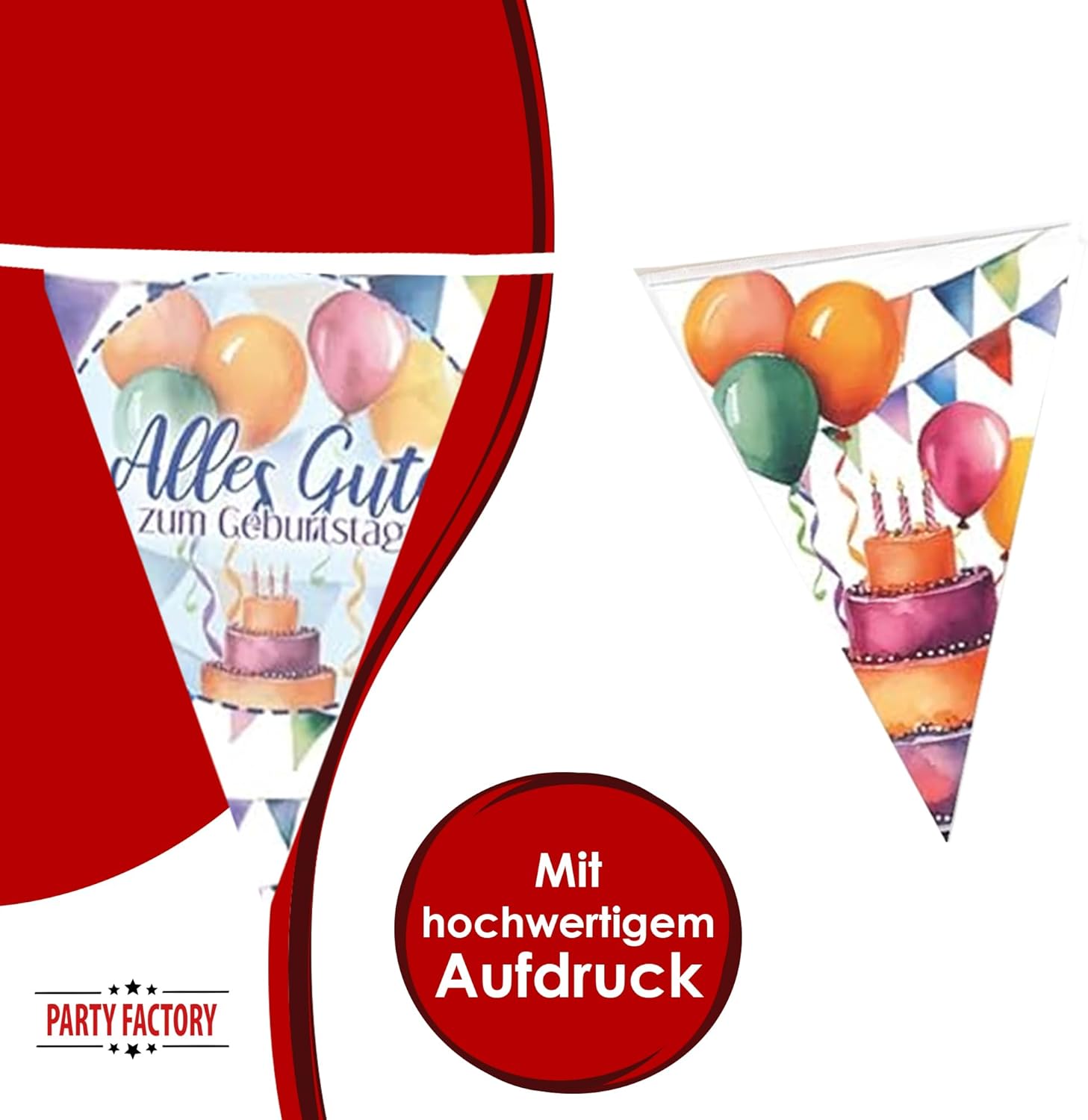 Happy Birthday Wimpelkette 4–5 m – bunte Watercolor Deko für den Geburtstag 3