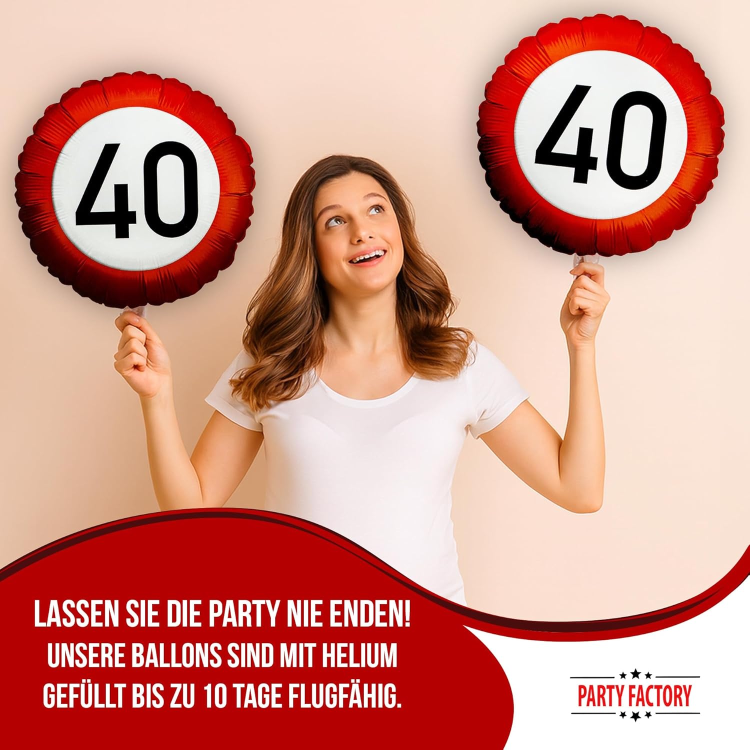 Happy Birthday 40 5-teiliges Party-Set mit 8 Papptellern 8 Pappbechern 20 Servietten 1 Wimpelkette und 10 Folienballons 3