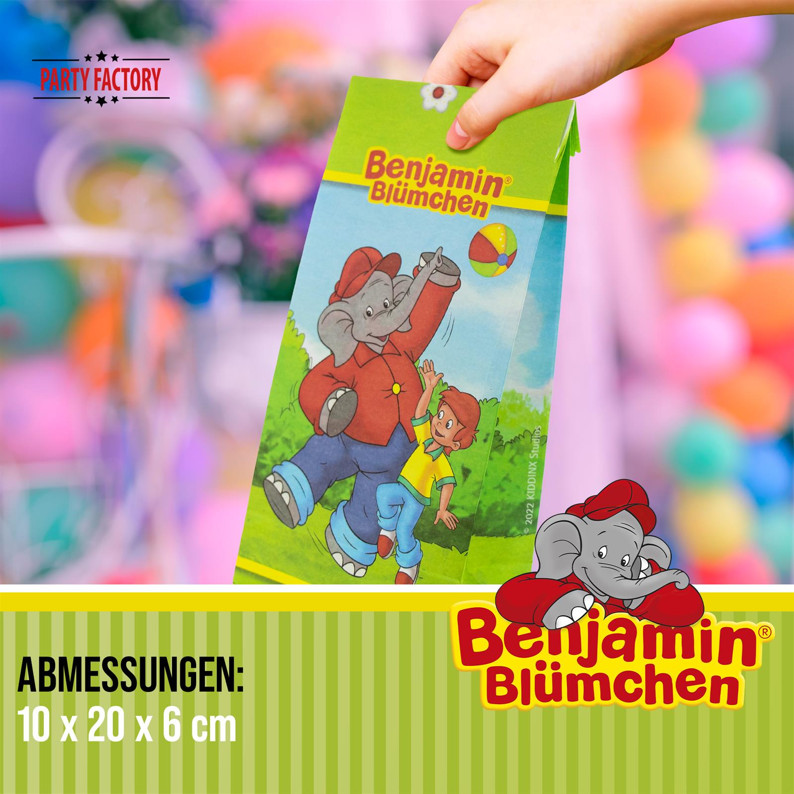 Benjamin Blümchen Party-Tüte Papier inkl. Sticker 10 Stk. 12