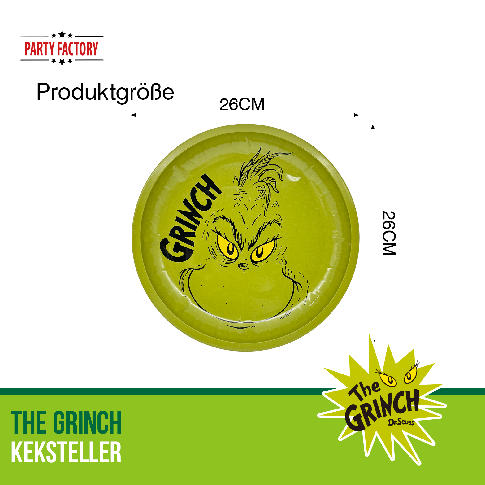 The Grinch Keksteller grün – Weihnachtsteller 26 cm für Plätzchen & Deko 3