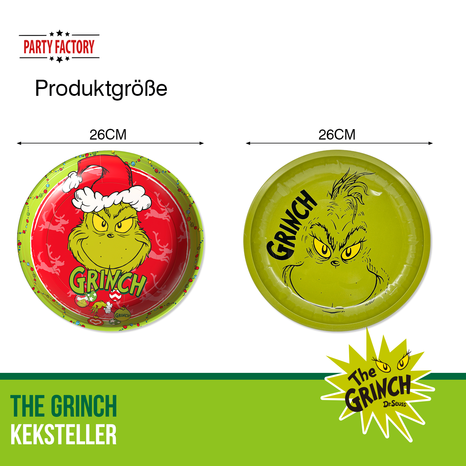 The Grinch Keksteller Grün Rot – 2-tlg Set für Plätzchen & Weihnachten 3