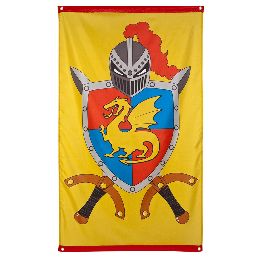 Fahne Knights & Dragons 90x150 cm – Mittelalter Banner mit Ritter & Drachen