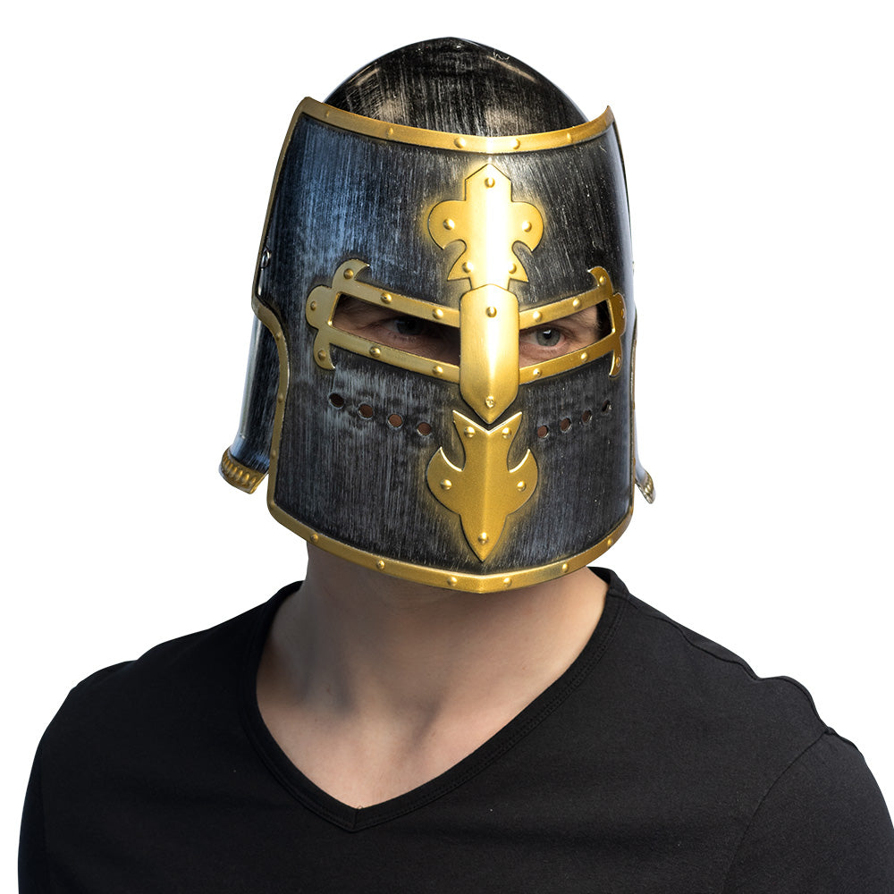 Helm Kreuzritter Deluxe – Ritterhelm mit goldenen Details für Mittelalter Kostüm