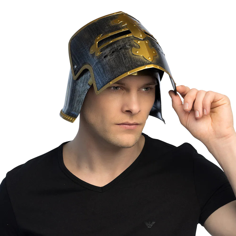 Helm Kreuzritter Deluxe – Ritterhelm mit goldenen Details für Mittelalter Kostüm 3